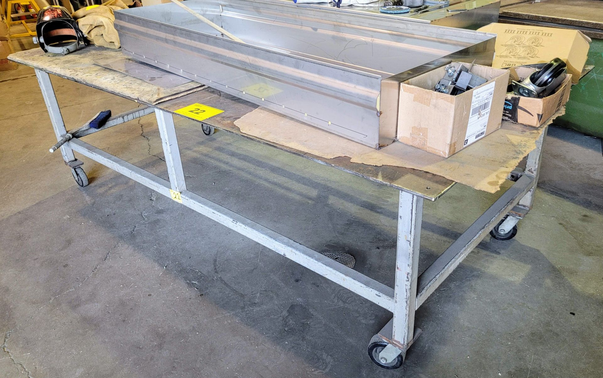 APPROX. 96" X 48" X 32" PORTABLE WELDING TABLE - (NO CONTENTS)