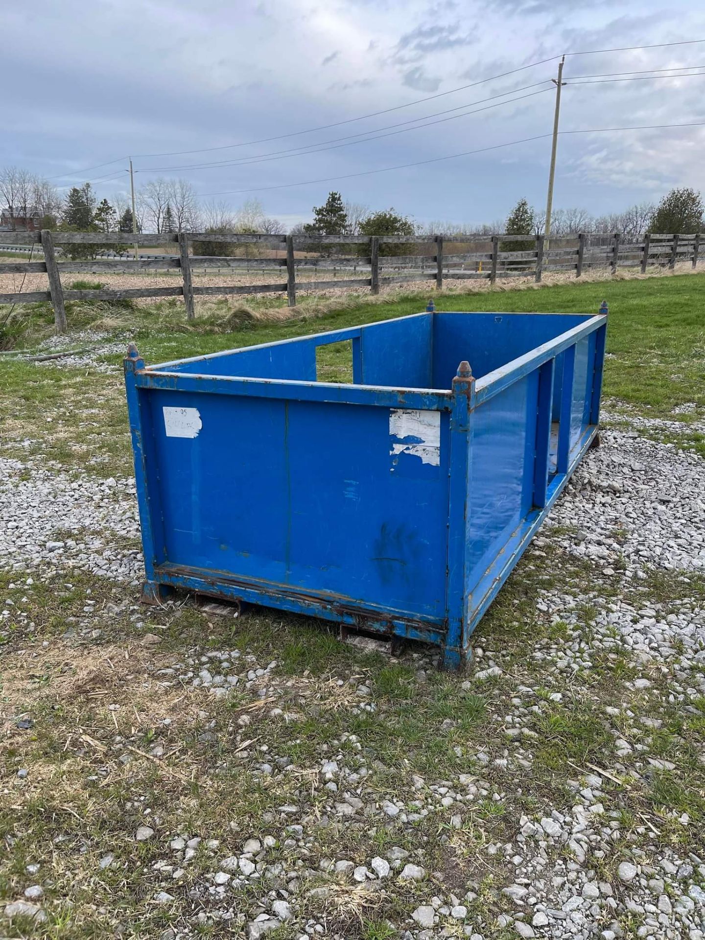 STEEL TOTE BIN W/ FORKLIFT POCKETS, APPROX. 9'9"L X 4'1"W X 2'6"H (LOCATED IN BRANTFORD, ON)