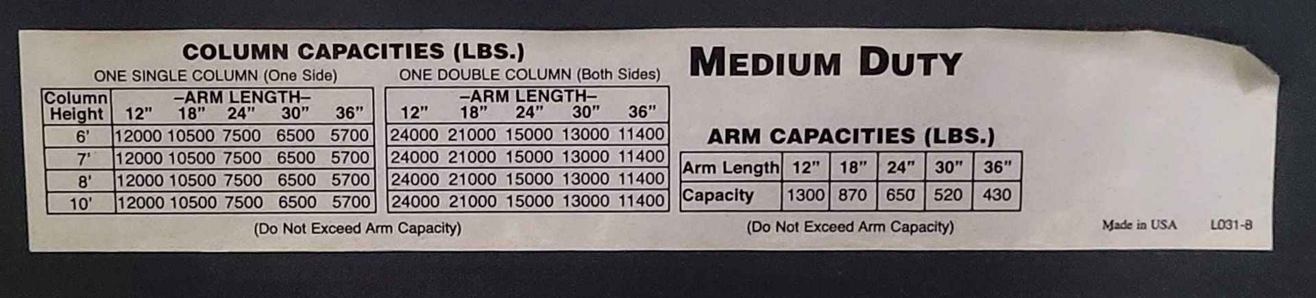 U-LINE CANTILEVER RACK W/ (4) COLUMNS, (4) ARMS PER COLUMN - Image 2 of 3