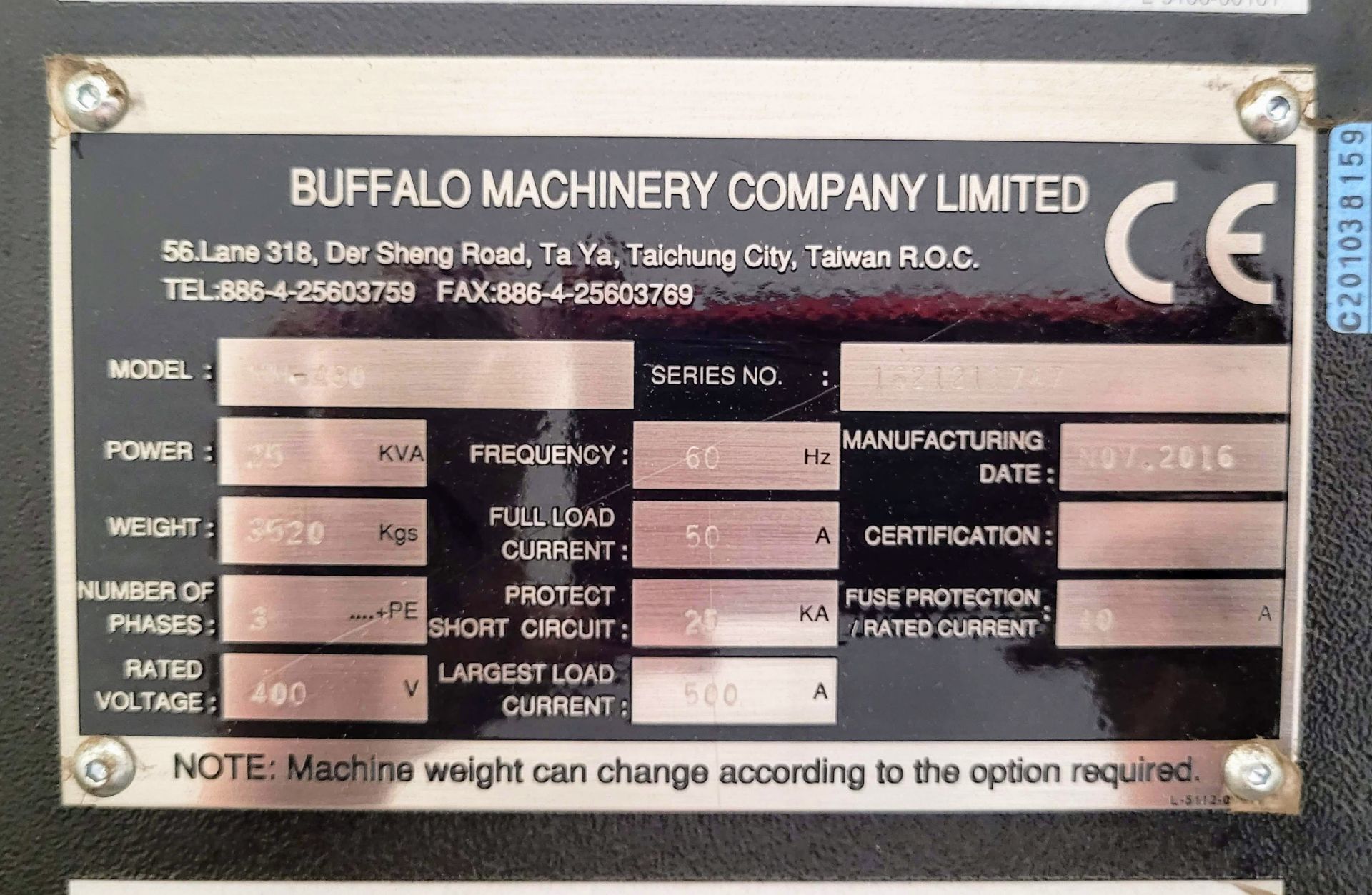NOV 2016 MAXCUT (BUFFALO MACHINERY COMPANY LIMITED) MM-430 CNC VERTICAL MACHINING CENTER, FAGOR - Image 10 of 21