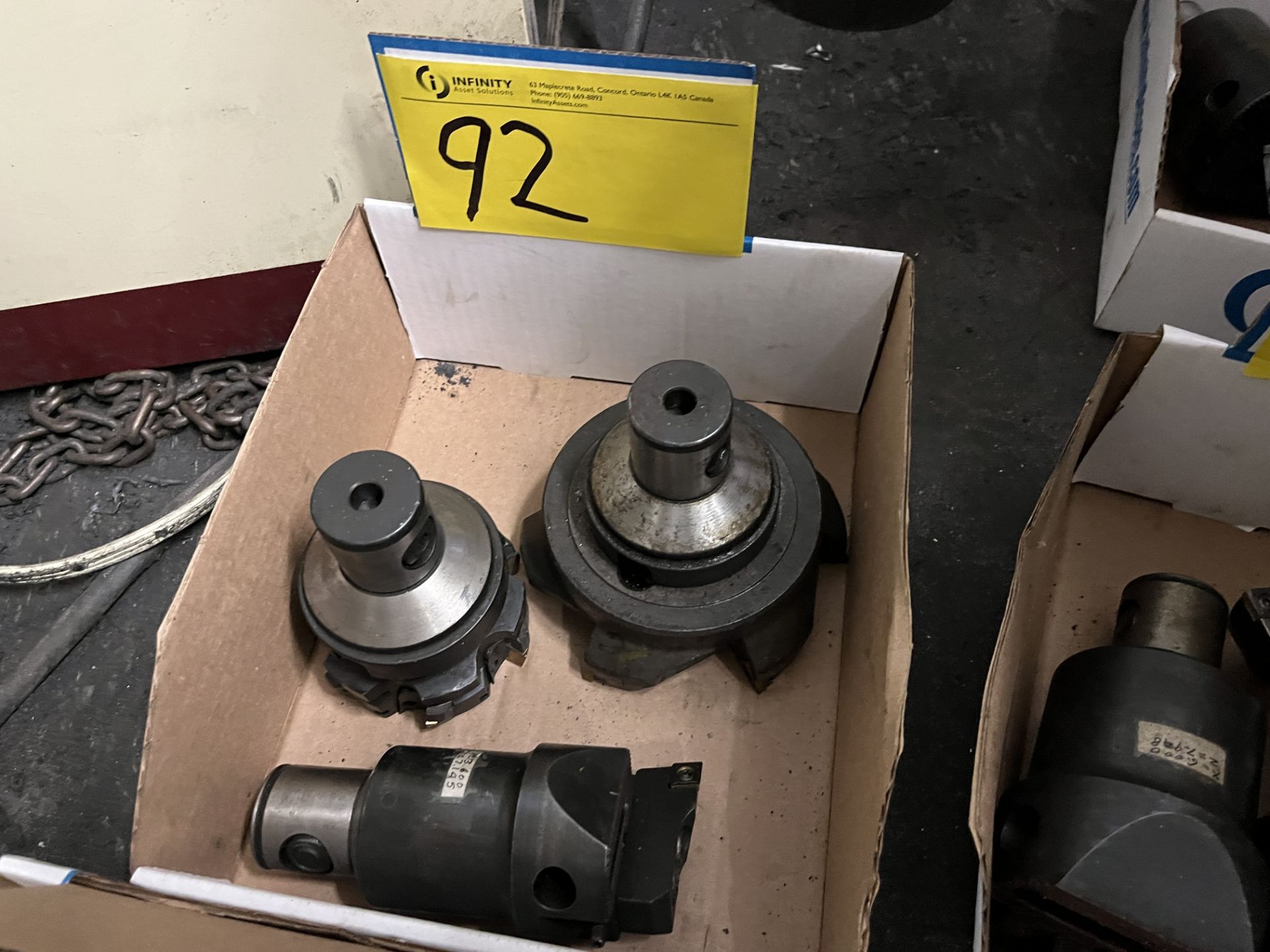 BOX OF BORING ATTACHMENTS TS63/63 DIA 90-120, D'ANDREA FACE MILL CUTTER, SANDVIK PF80/1-1/2 DIA