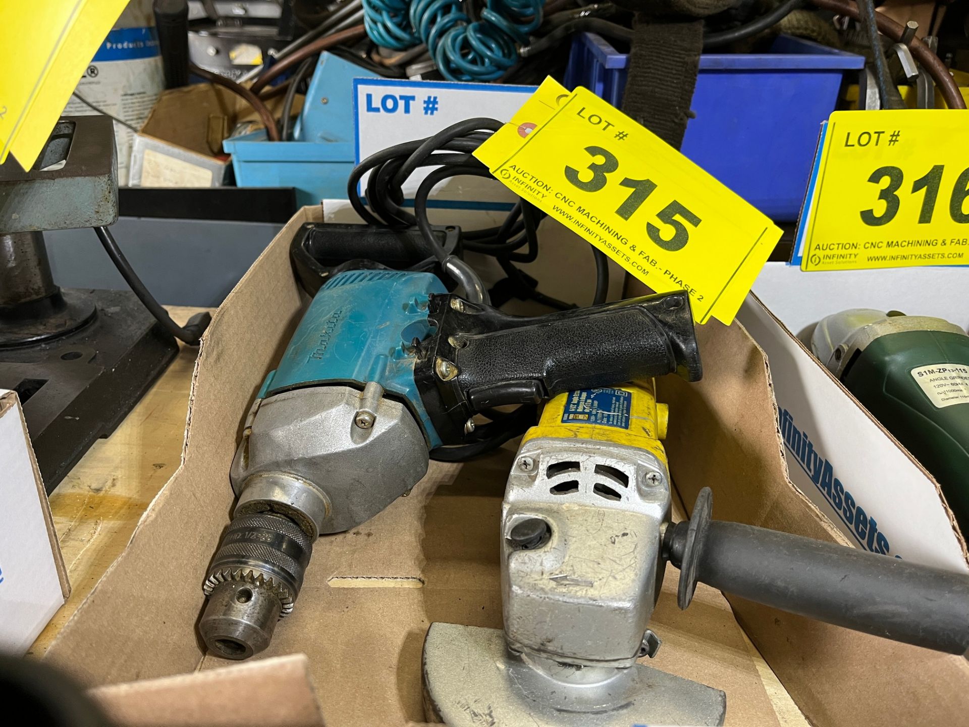 LOT OF MAKITA / POWER QUEST HAMMER DRILL AND 4-1/2" GRINDER