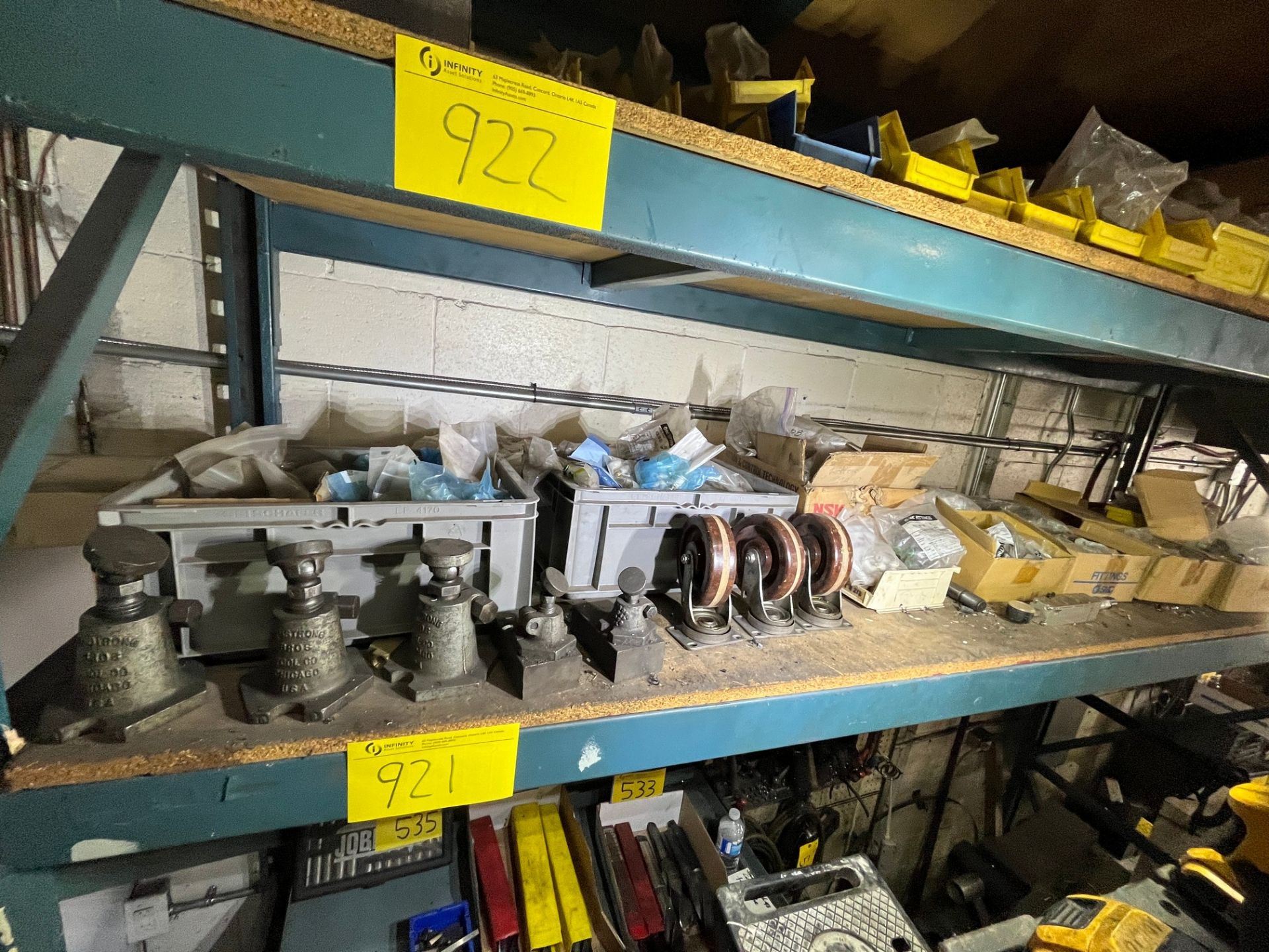 CONTENTS OF (1) SHELF OF PALLET RACKING INCLUDING FITTINGS, CASTORS, LEVELERS, ETC. - Image 2 of 5