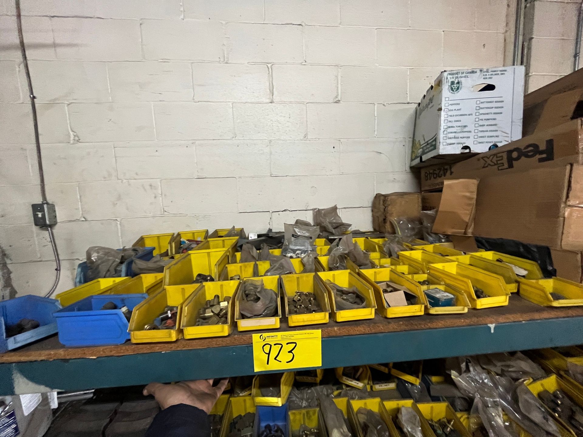 CONTENTS OF (1) SHELF OF PALLET RACKING INCLUDING BRASS FITTINGS, OFFICE SUPPLIES