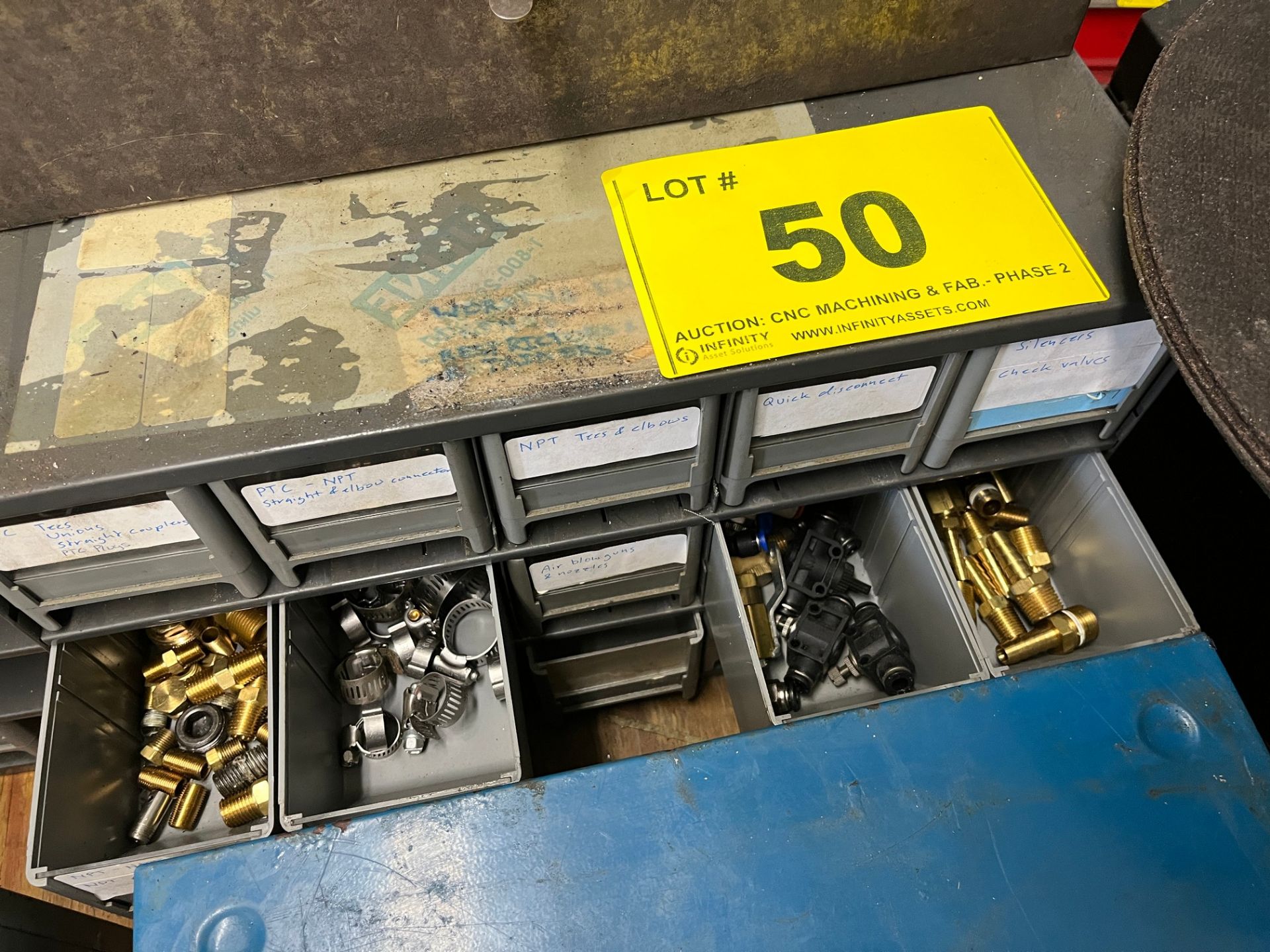 3-LEVEL PIGEON HOLE CABINET W/ CONNECTORS, FITTINGS, BRASS - Image 2 of 2