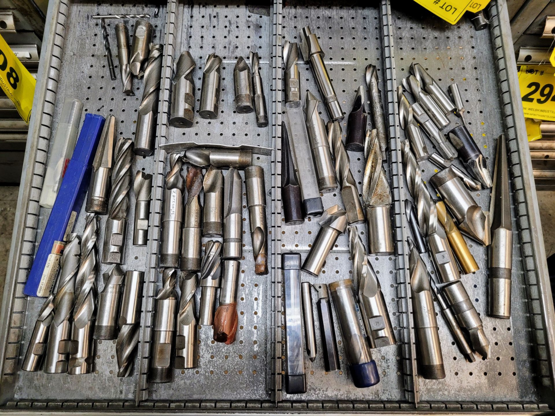 CONTENTS OF (1) TOOL CABINET DRAWER INCLUDING END MILLS (NO DRAWER)