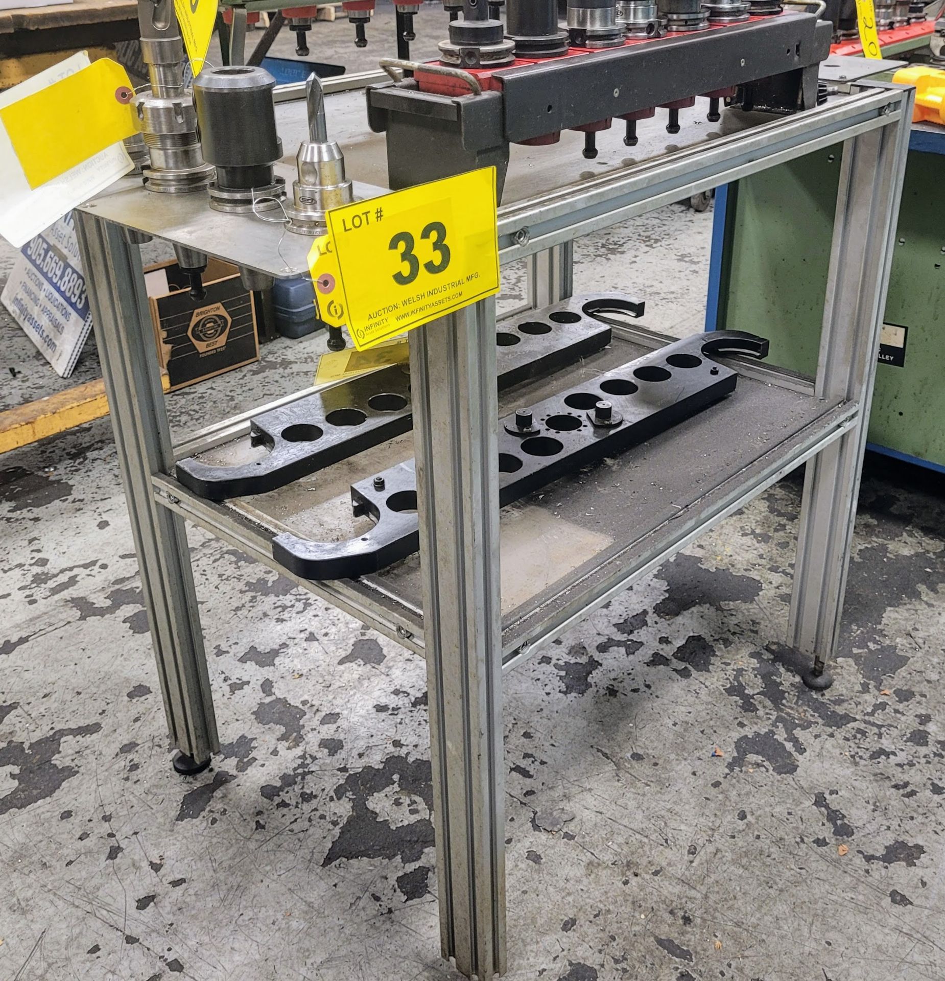 2-LEVEL TOOL HOLDER TABLE W/ 8-SLOTS (NO CONTENTS)