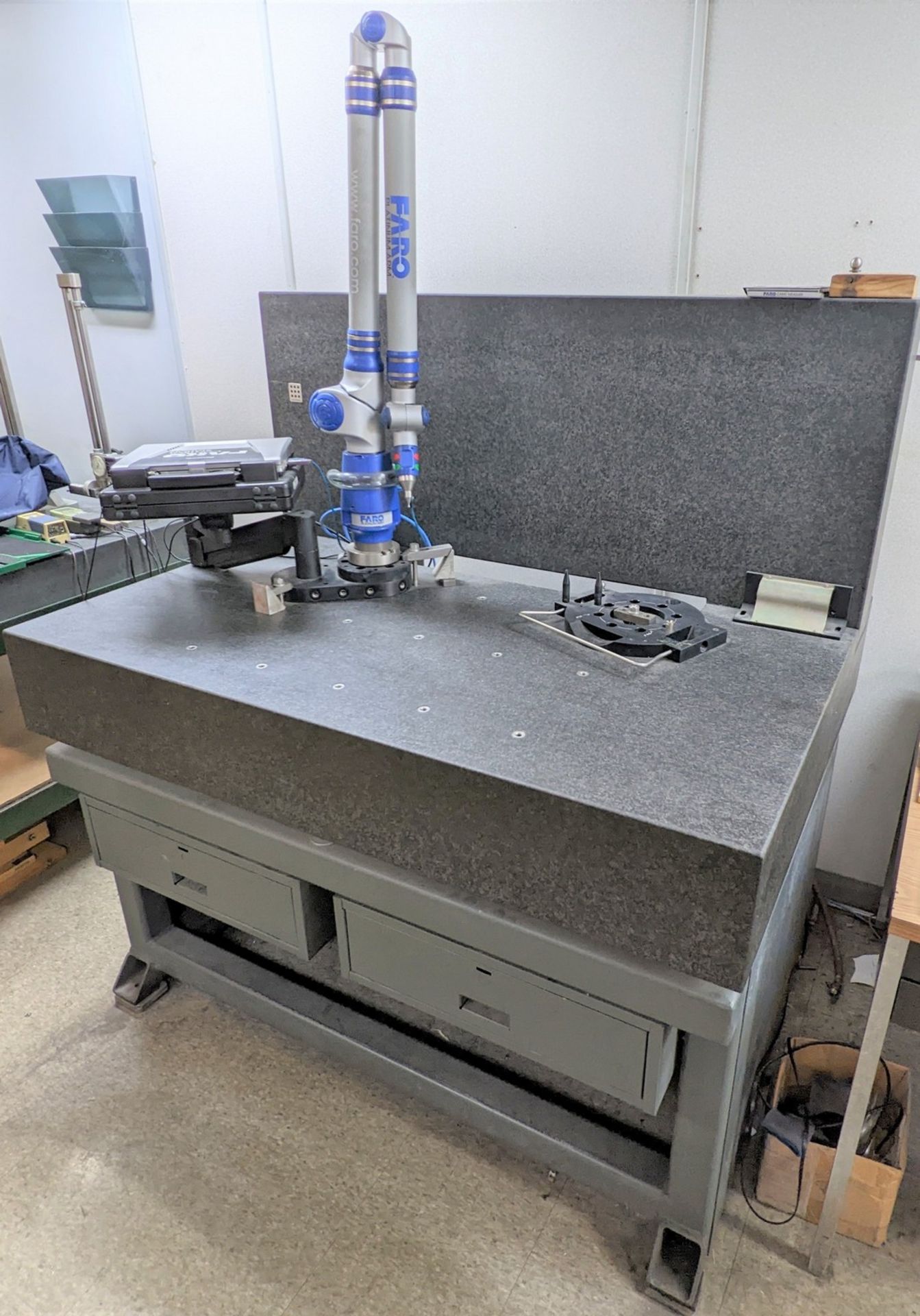 2012 FARO P08 PORTABLE CMM PLATINUM ARM W/ CONTROL STATION, .025 ACCURACY, 54” X 30” GRANITE SURFACE