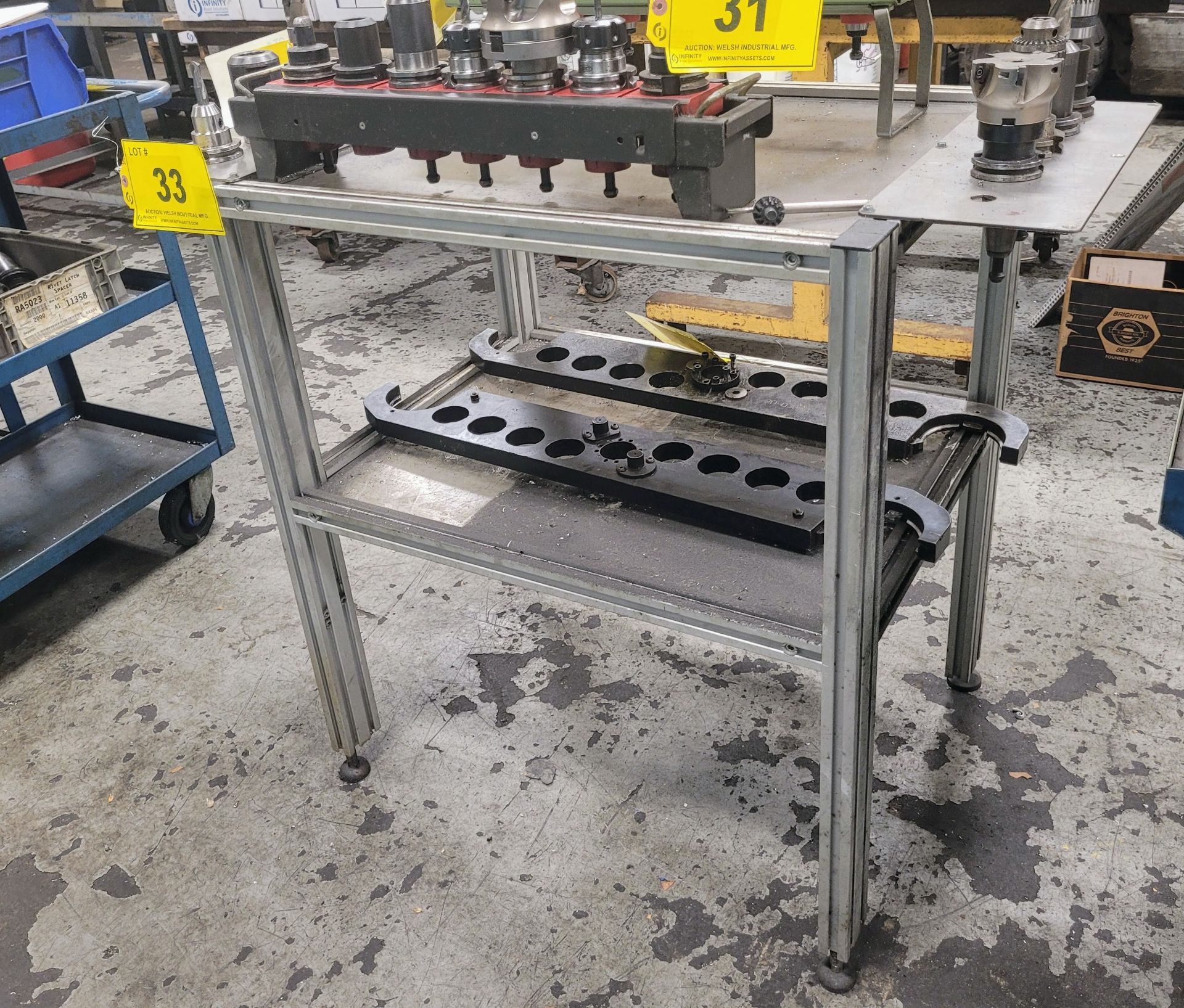 2-LEVEL TOOL HOLDER TABLE W/ 8-SLOTS (NO CONTENTS) - Image 2 of 2