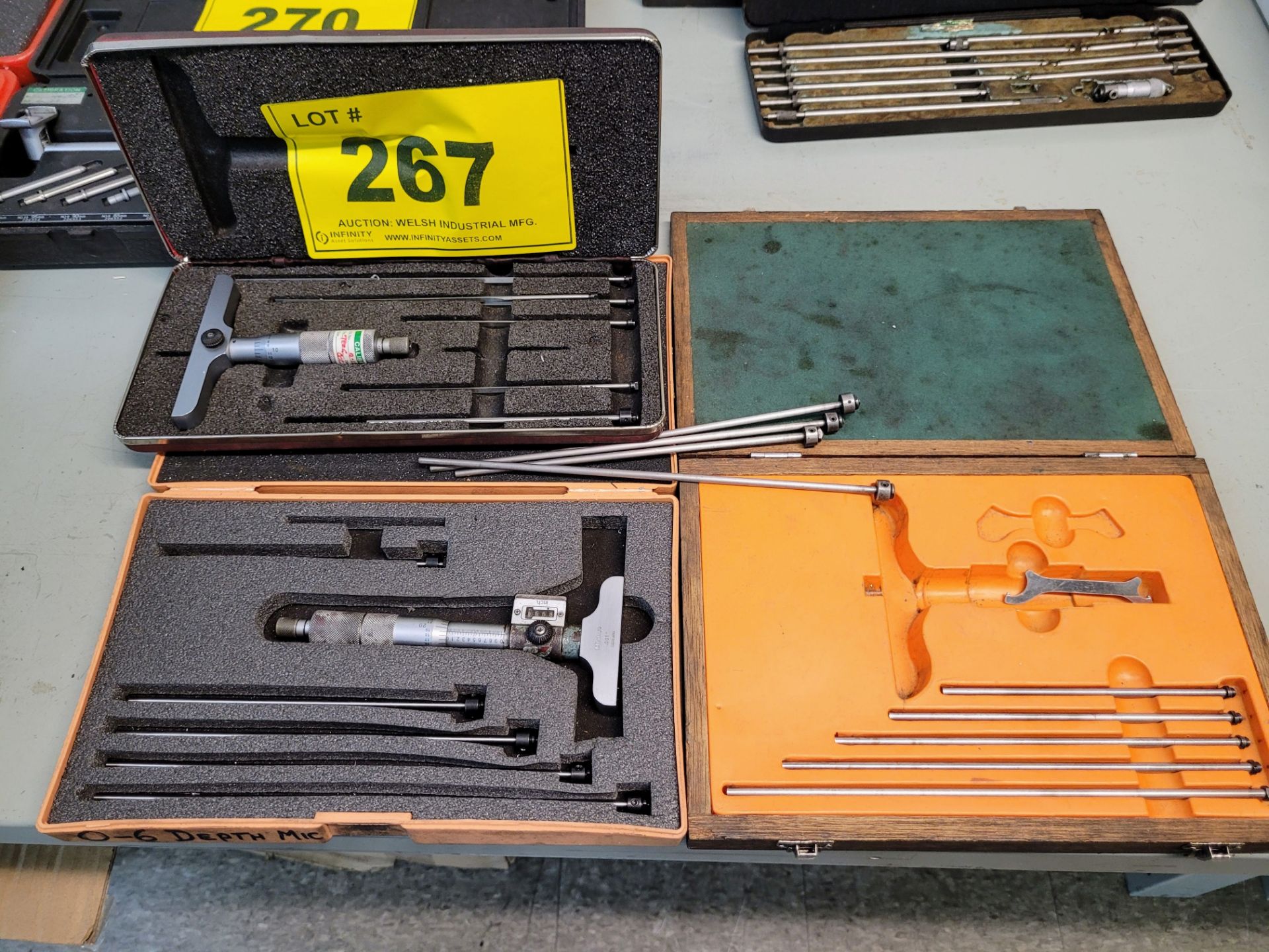 LOT OF MITUTOYO, STARRETT DEPTH GAUGE SETS