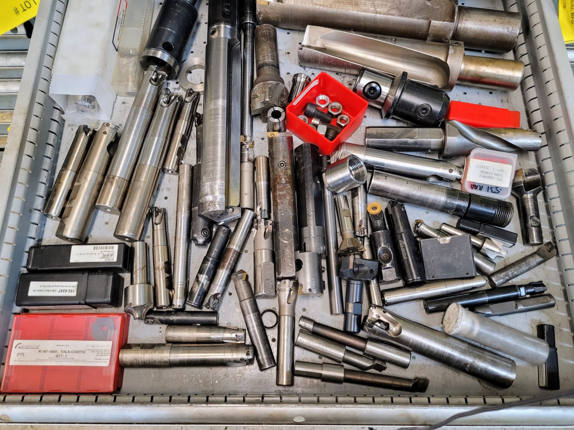 CONTENTS OF (1) TOOL CABINET DRAWER INCLUDING CARBIDE INSERTS, INSERT CUTTING BARS, BORING BARS,