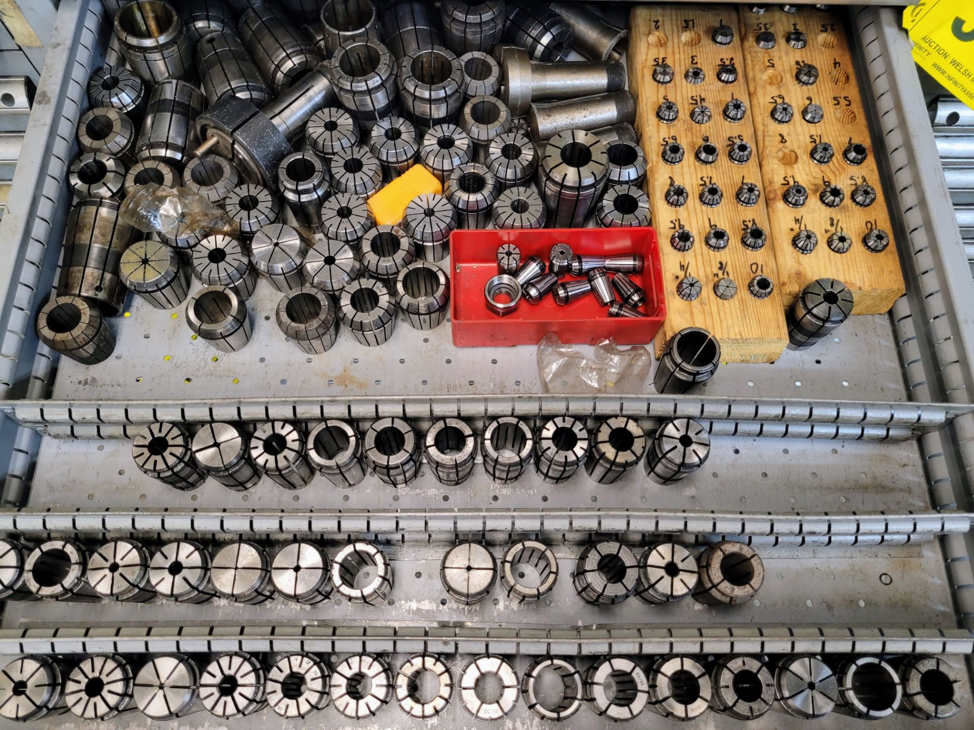 CONTENTS OF (1) TOOL CABINET DRAWER INCLUDING COLLET SETS, ETC. (NO DRAWERS)