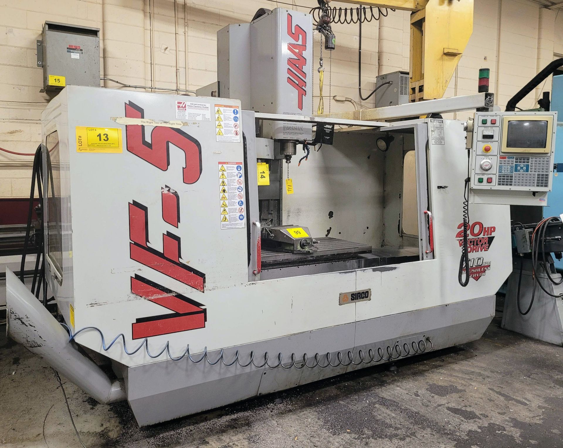 HAAS VF-5 CNC VERTICAL MACHINING CENTER, CNC CONTROL W/ CRT SCREEN, TRAVELS: X-50”, Y-26”, Z-25”, - Image 10 of 10