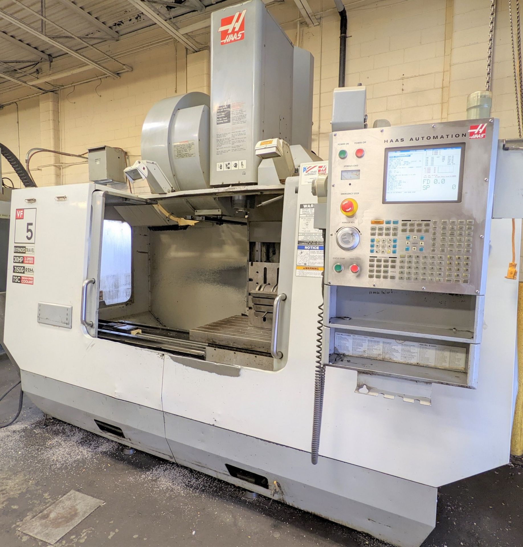 2005 HAAS VF-5/50XT CNC VERTICAL MACHINING CENTER, CNC CONTROL, TRAVELS: X-60”, Y-26”, Z-25”, CAT50, - Image 3 of 15