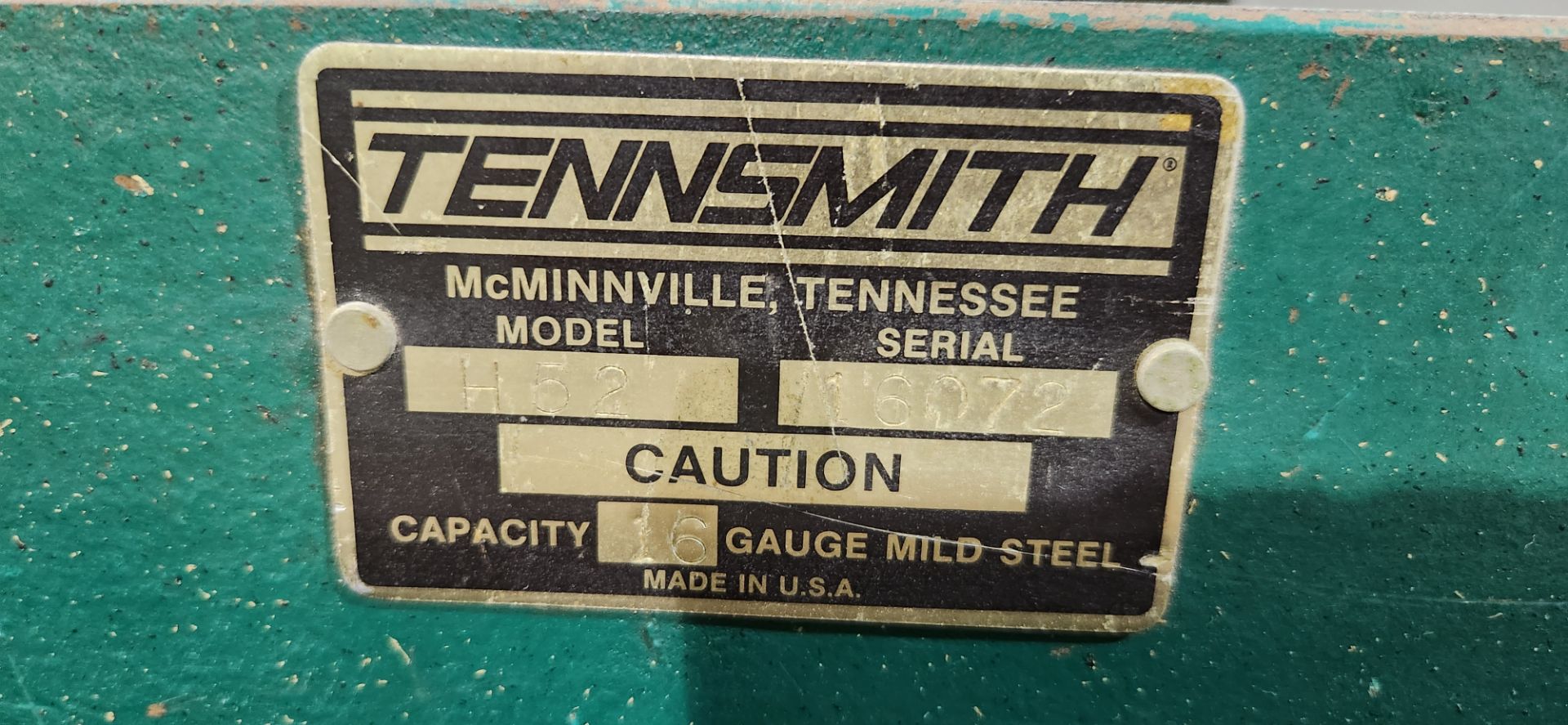 TENNSMITH H52 4' SHEAR, 16GA CAP., S/N 16072 - Image 6 of 8