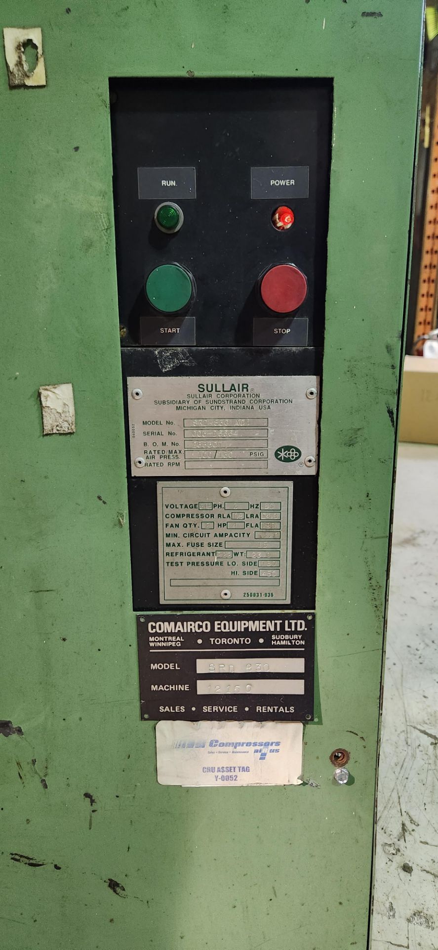 SULLAIR AIR DRYER SRD830, S/N 003-D6664, MAX AIR PRESSURE 100/150 PSI - Image 3 of 5