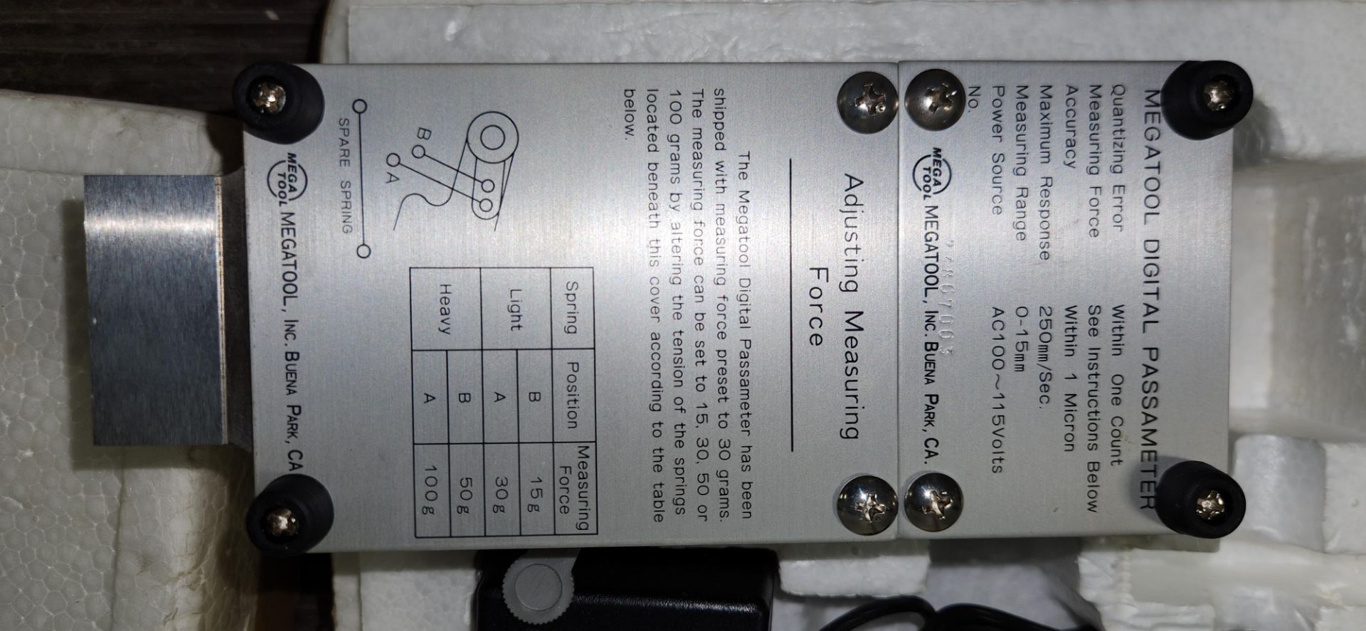 LOT DIGITAL PASSAMETER W/ ROLLER GUIDED SPINDLE MID5-3, S/N 23867003 - Image 3 of 7