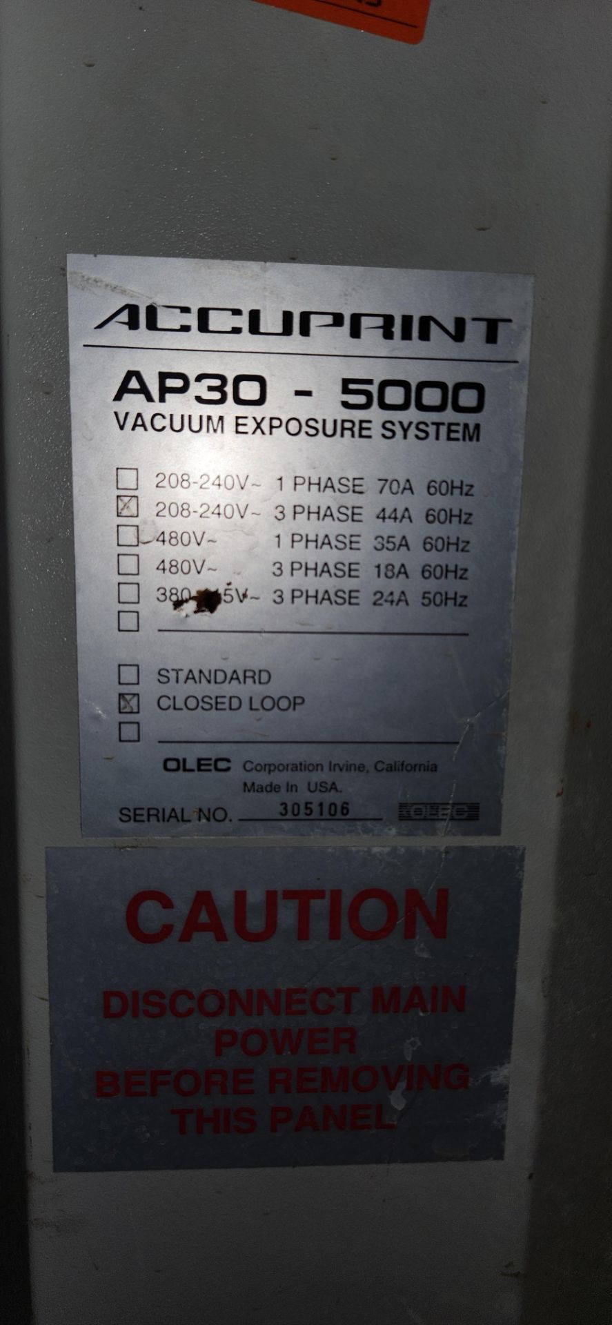 OLEC ACCUPRINT MODEL AP30-5000 POWER PLUS 5KW HIGH RESOLUTION DOUBLE SIDED VACUUM EXPOSURE SYSTEM, - Image 6 of 6