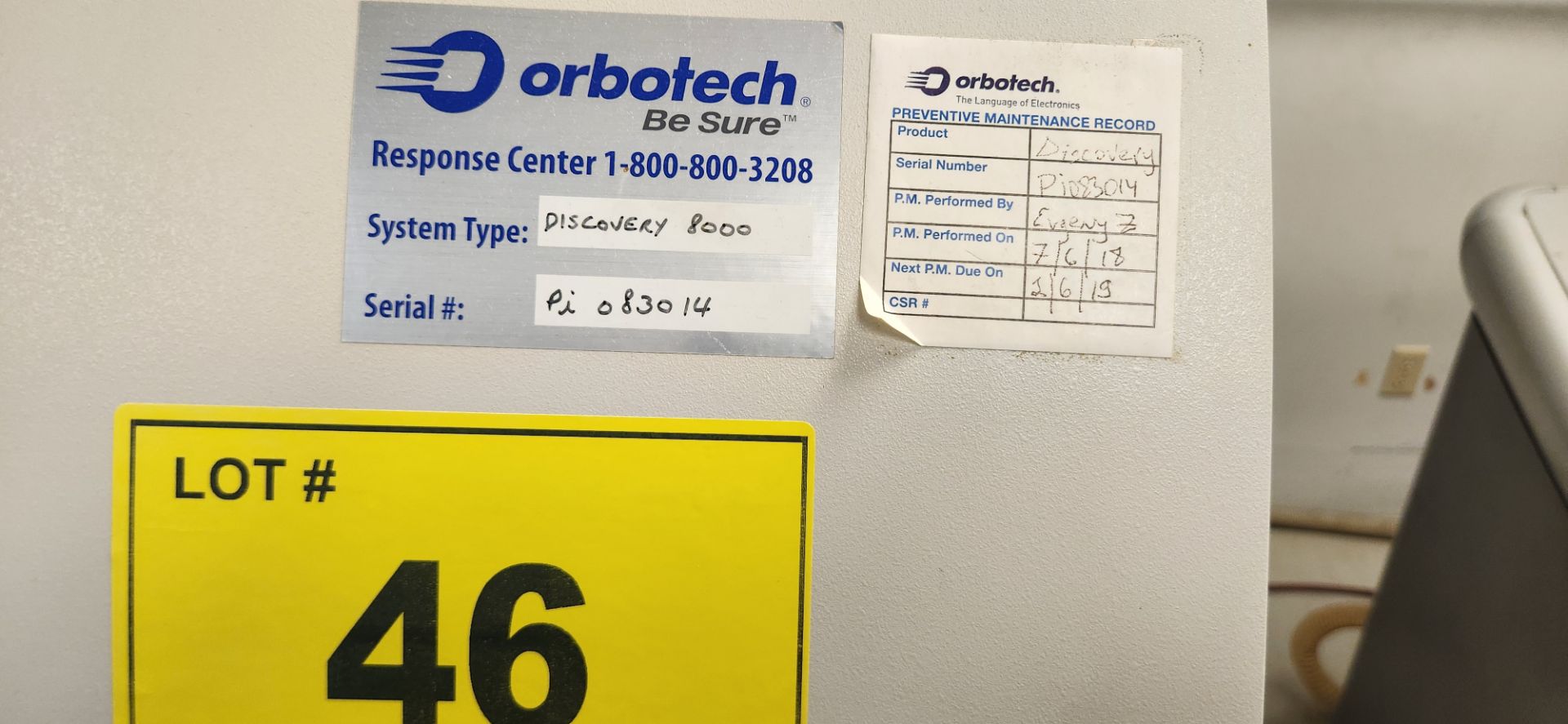 2008 ORBOTECH MODEL DISCOVERY 8000 AOI MACHINE 208V, 3PH, 50/60HZ, MFD 07/2008 S/N PI-083014 W/ - Image 13 of 14