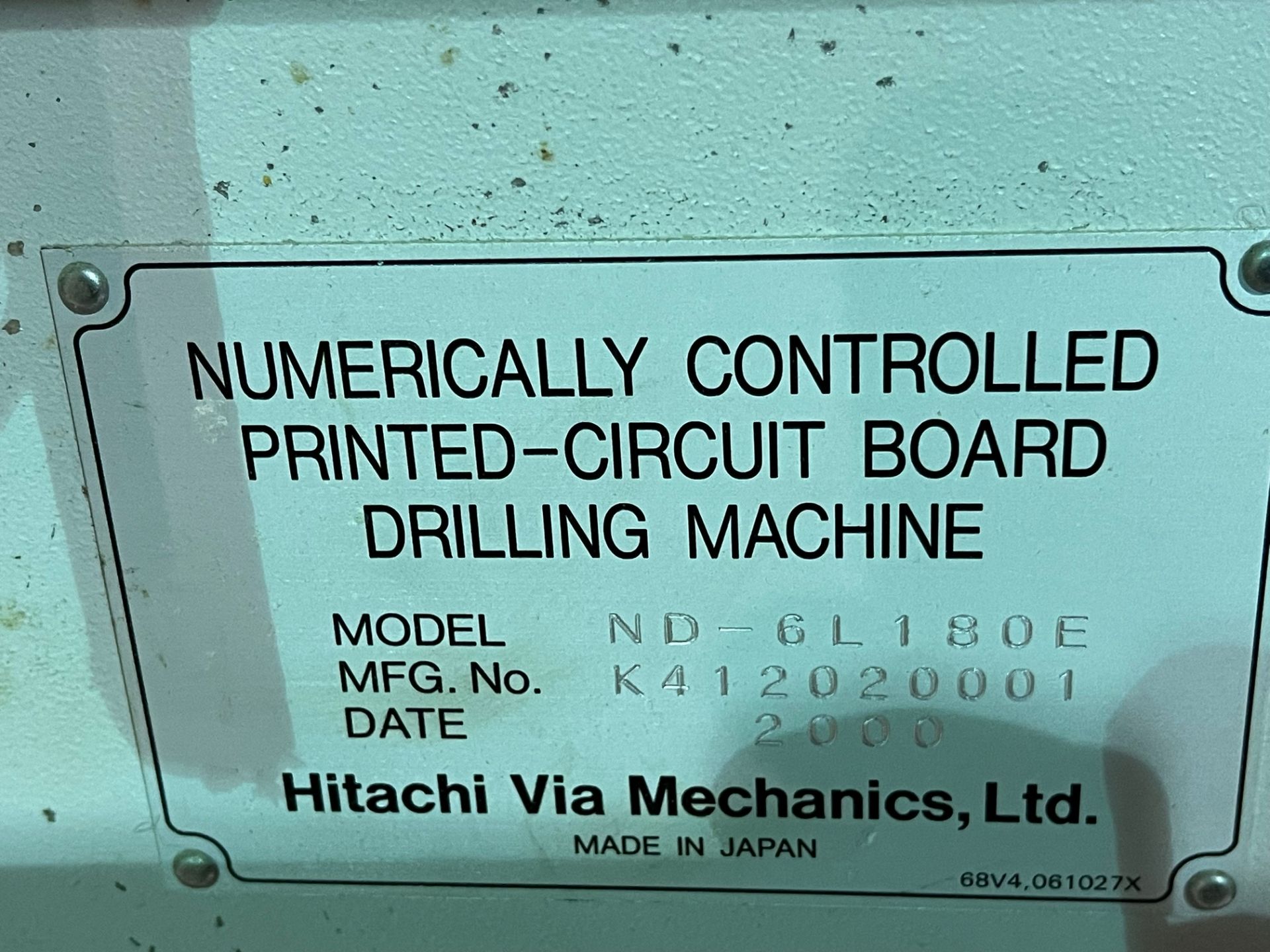 2000 HITACHI MODEL ND-6L180E CNC DRILLING MACHINE, SPEEDS TO 120,000 RPM, APPROX. 10,000 HOLES/HR, - Image 3 of 10