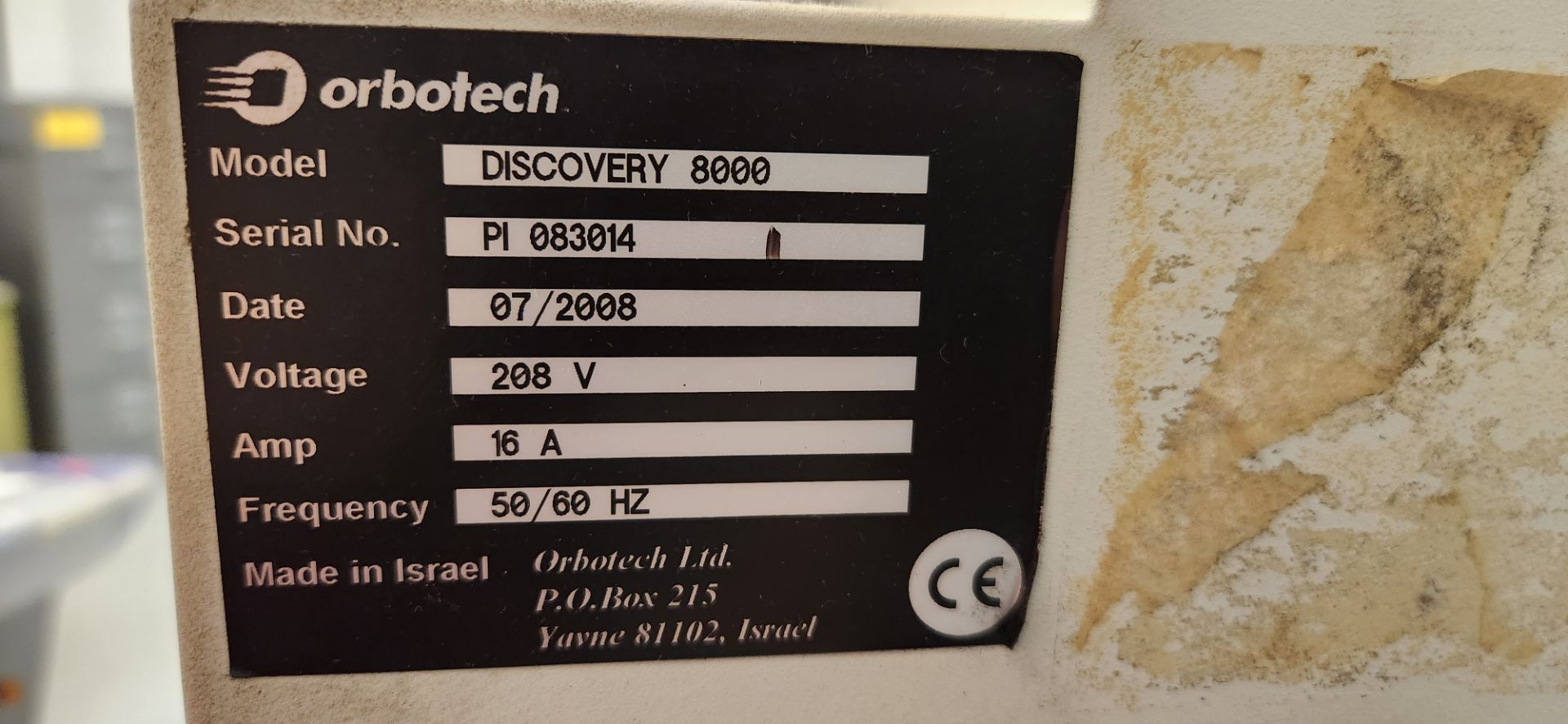 2008 ORBOTECH MODEL DISCOVERY 8000 AOI MACHINE 208V, 3PH, 50/60HZ, MFD 07/2008 S/N PI-083014 W/ - Image 14 of 14