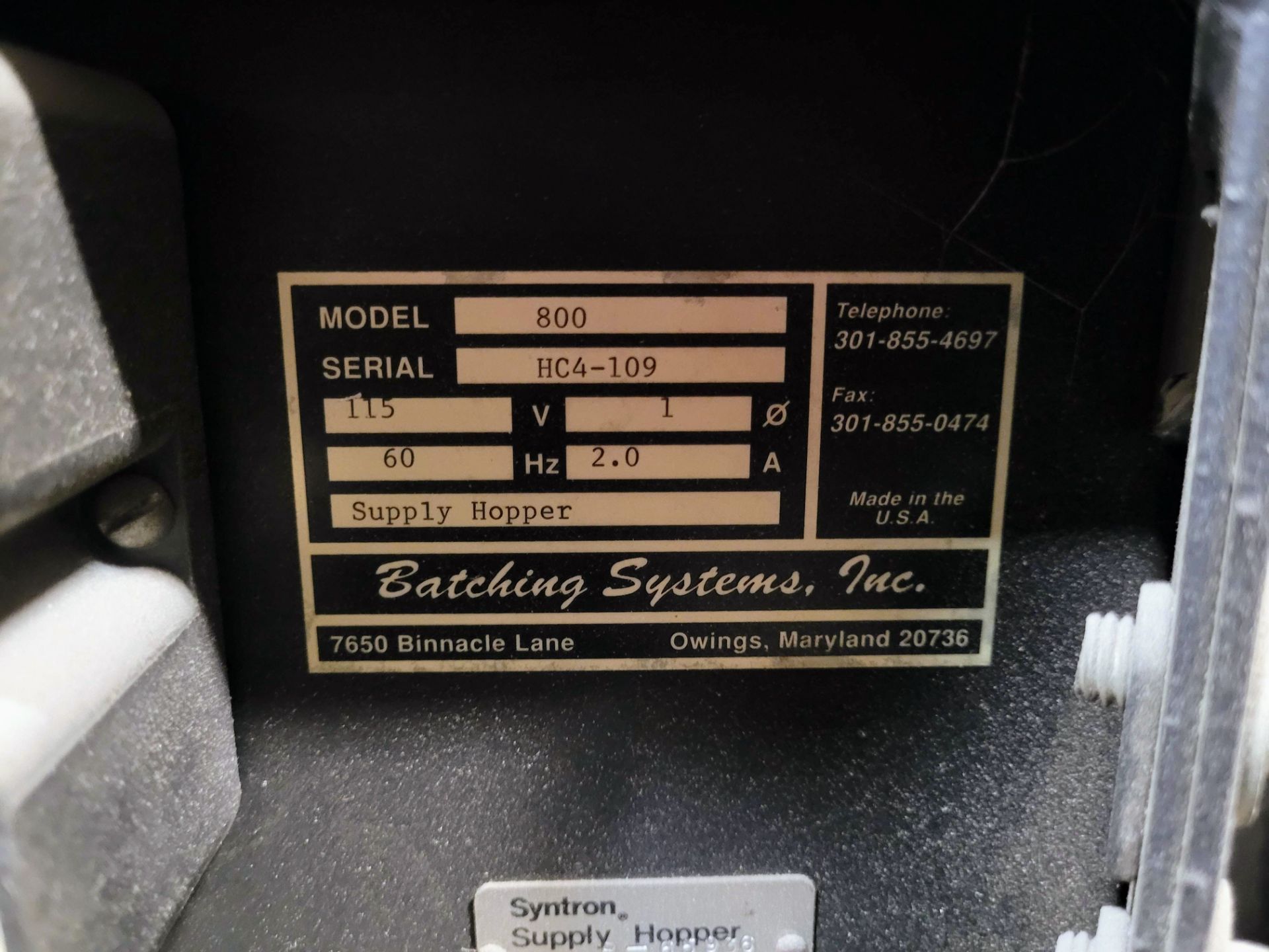 BSI BATCHING SYSTEMS HARDWARE SORTING / BAGGING LINE 600 VIBRATORY FEEDER W/ VARIABLE SPEED CONTROL, - Image 3 of 5