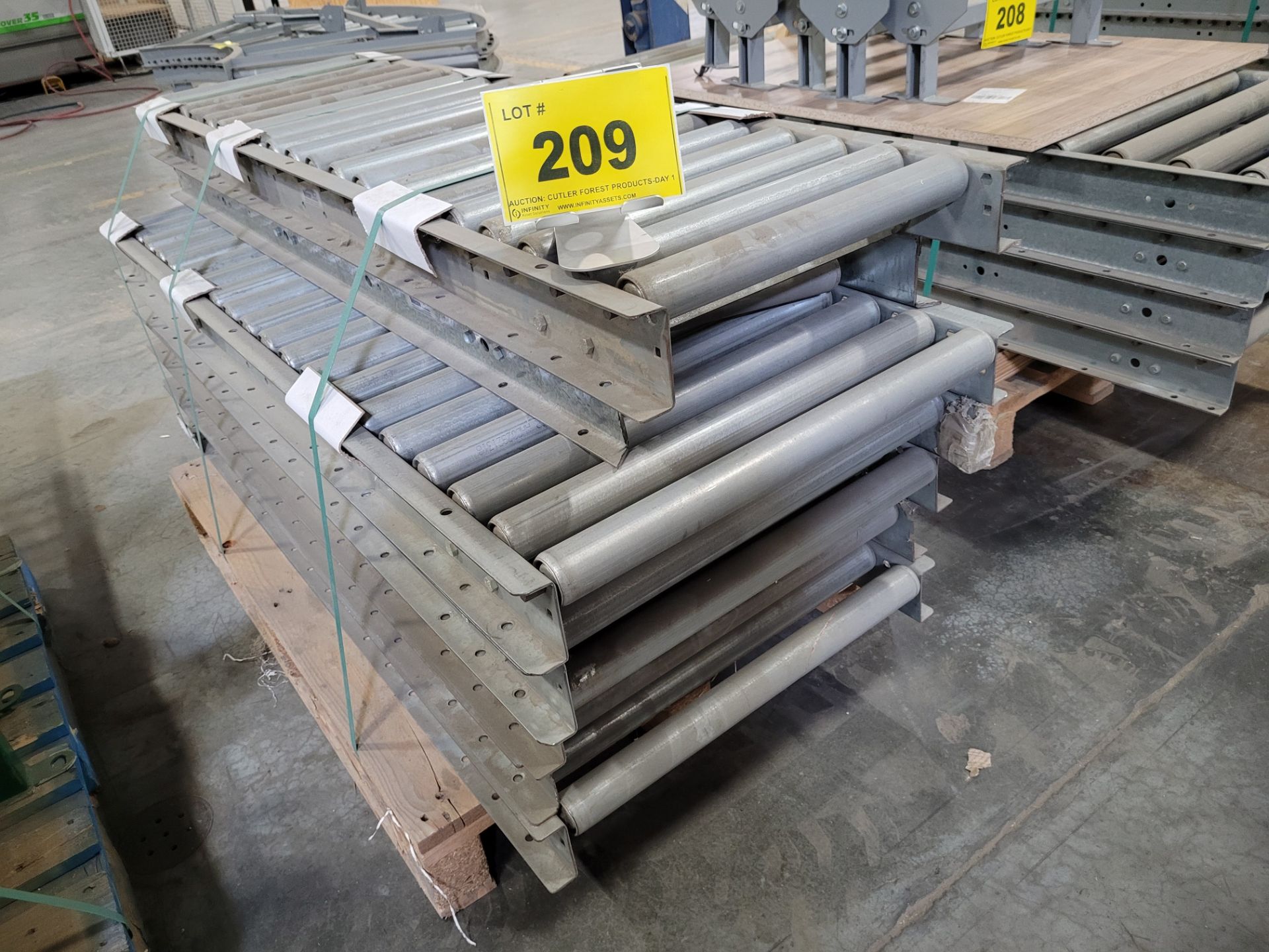 LOT - (7) SECTIONS ASSORTED ROLLER TOP CONVEYORS