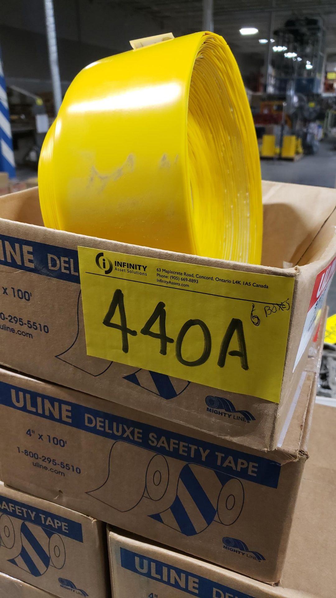 LOT - ULINE S-19125Y 4" X 100' YELLOW DELUXE SAFETY TAPE - Image 2 of 4
