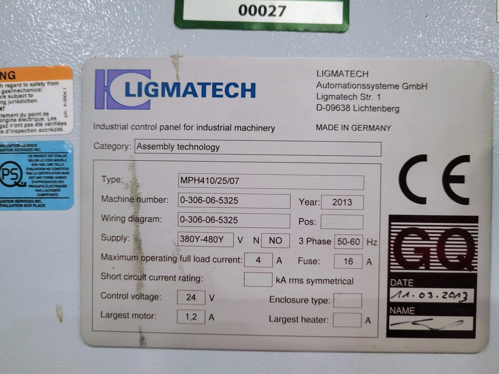 2013 LIGMATECH MPH410/25/07 CASE CLAMP, 78" X 32" OPENING, S/N 0-306-06-5325 - Image 4 of 4