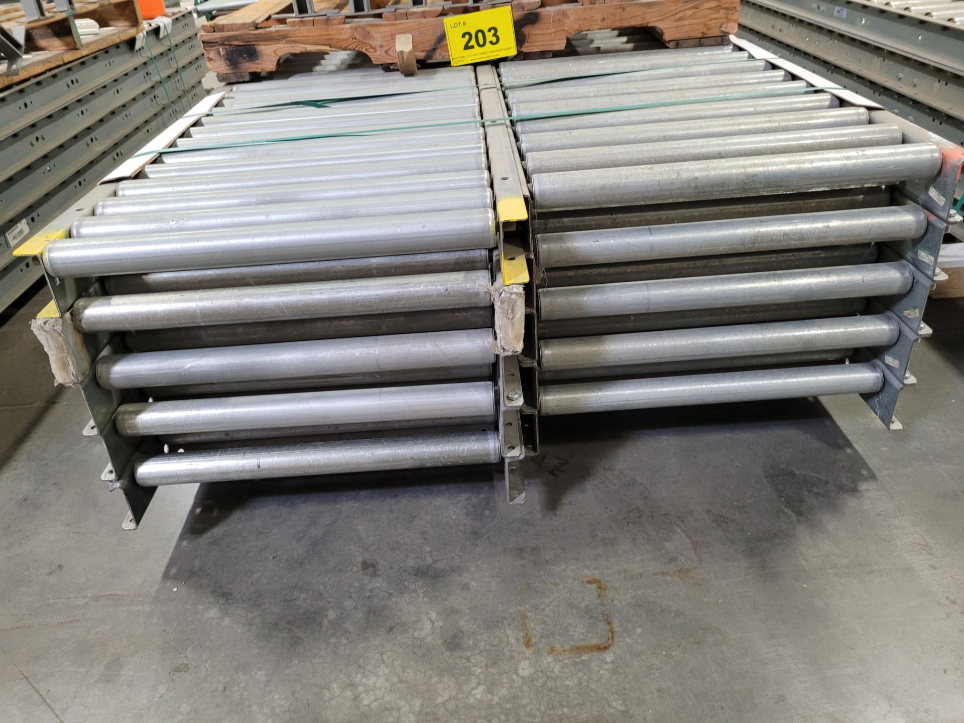 LOT - (10) 120"L X 24"W ROLLER TOP CONVEYORS W/ (10) STANDS - Image 2 of 2