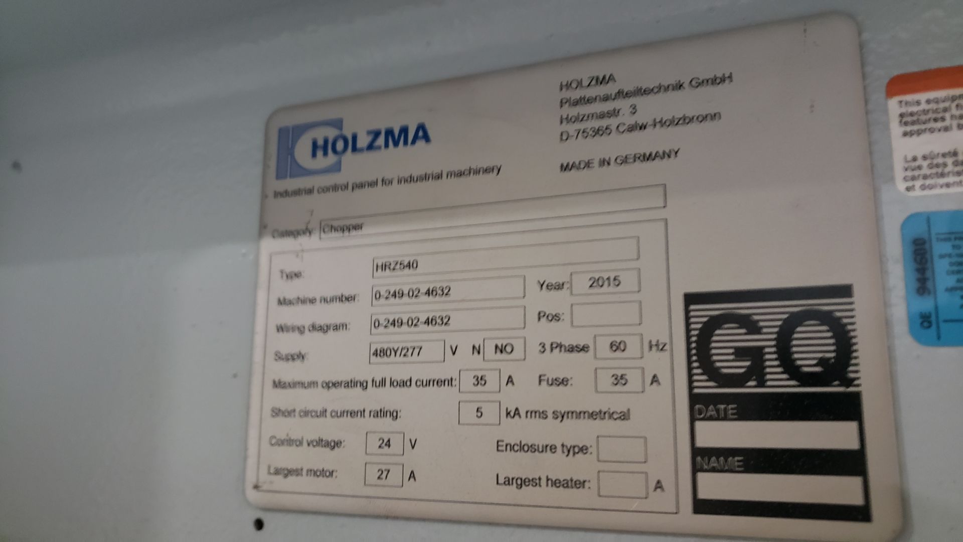 2015 HOLZMA HKL400/43/22/X ANGULAR CNC PANEL SAW W/ PRESSURE BEAM, S/N 0-241-02-4631, 2015 HOLZMA - Image 19 of 28