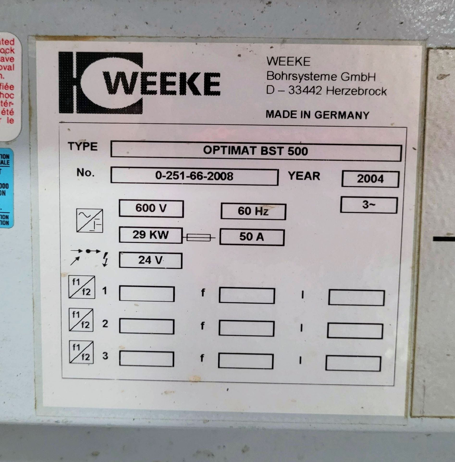 2004 WEEKE OPTIMAT BST 500 CNC THROUGH-FEED DRILLING & BORING MACHINE, 2500 MM OPENING, (6) BOTTOM - Image 5 of 7