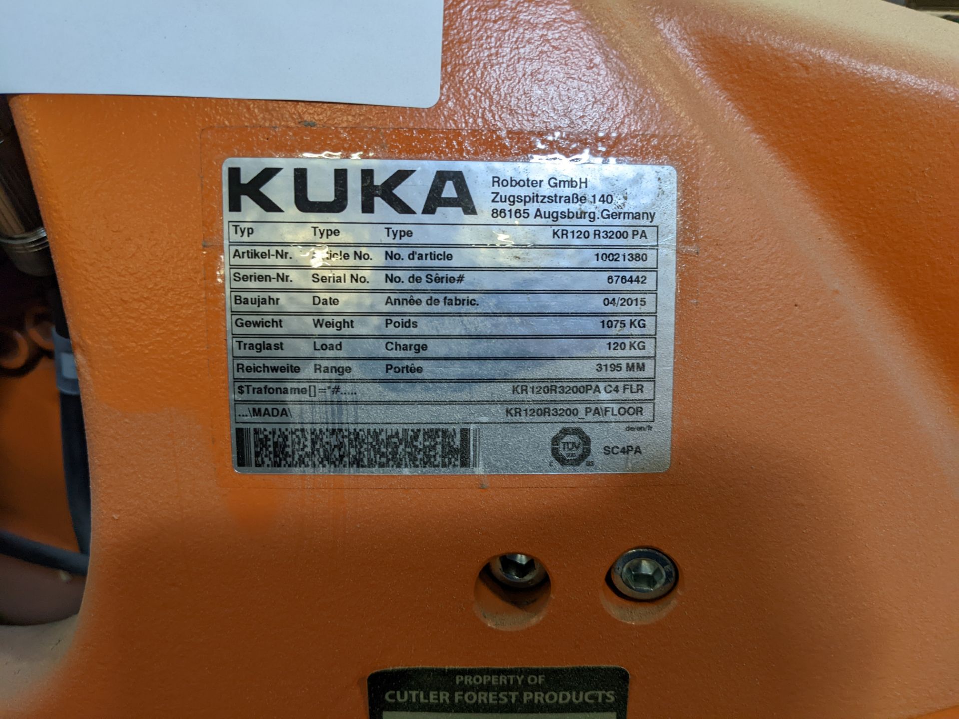 2015 KUKA KR 120 R3200 PA 5-AXIS ROBOTIC PALLETIZING / LABEL SYSTEM, 120KG LOAD CAPACITY, 3195MM MAX - Image 19 of 23