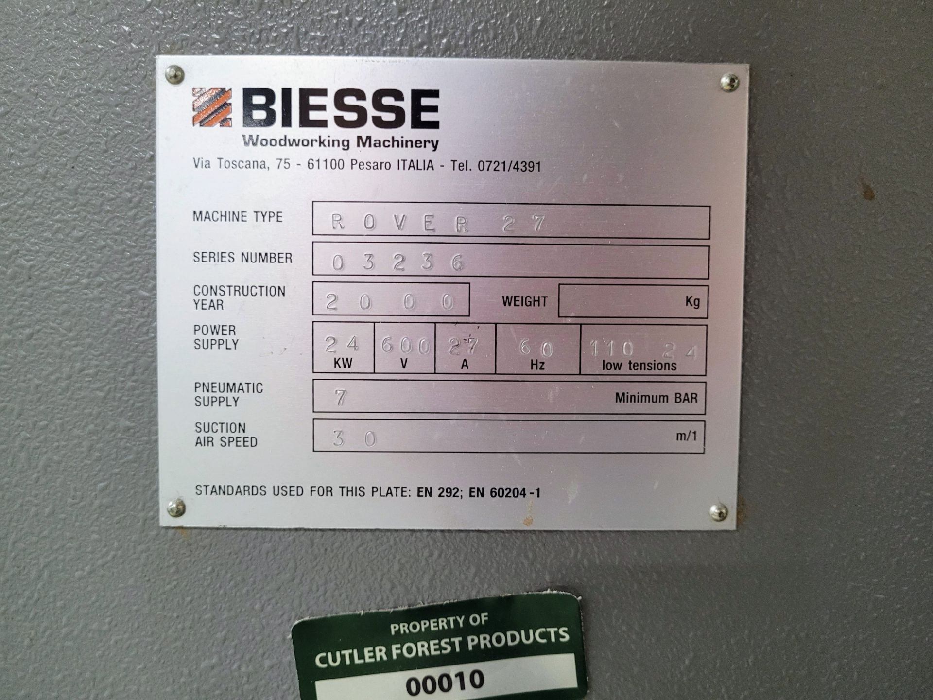 2000 BIESSE ROVER 27 CNC MACHINING / BORING / ROUTING CENTER, (20) VERTICAL & (8) HORIZONTAL - Image 7 of 7