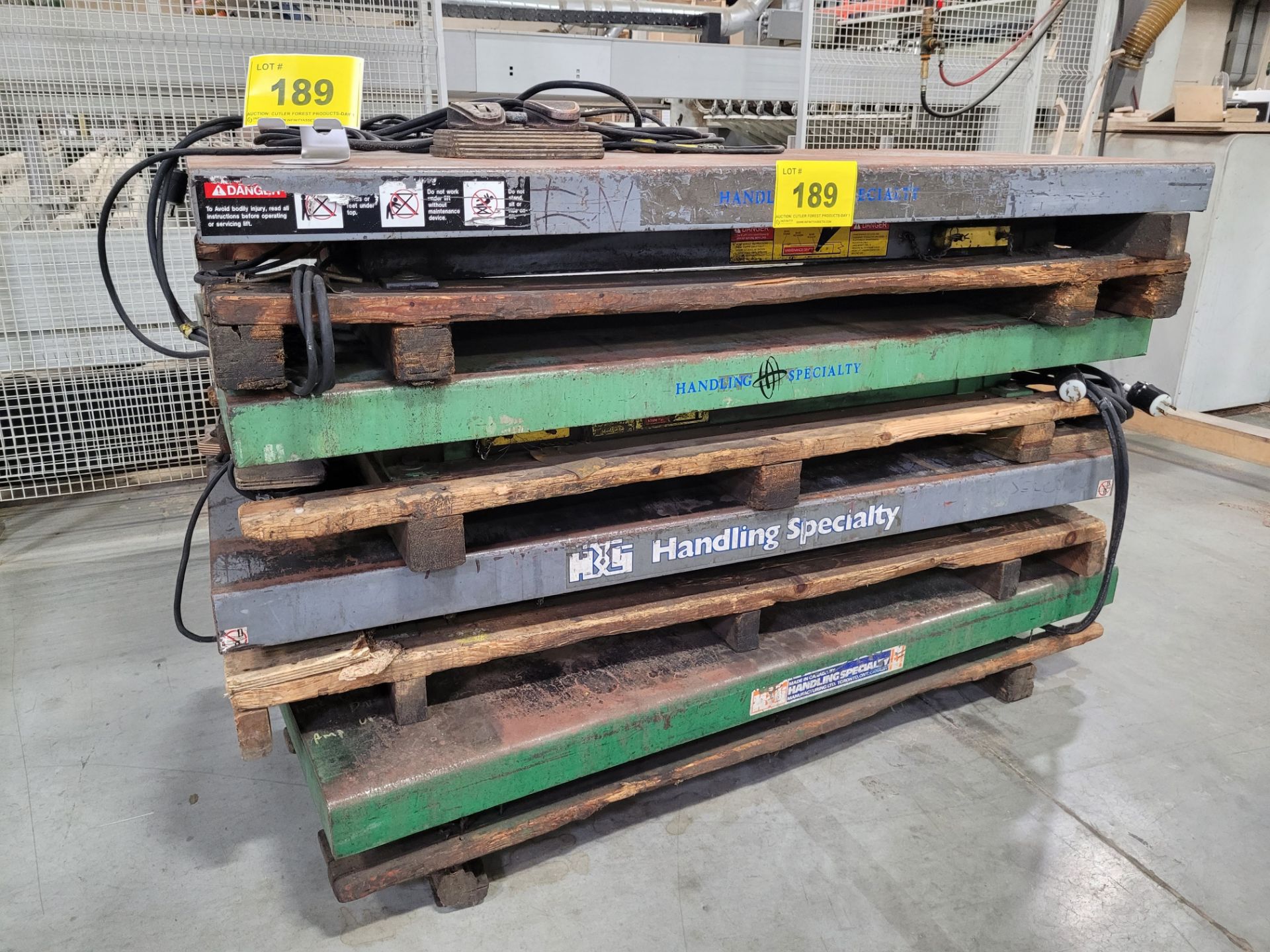 LOT OF (4) HANDLING SPECIALTY SCISSOR LIFT TABLES (CONDITION UNKNOWN)