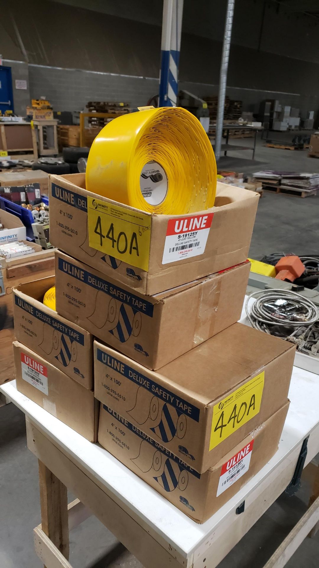 LOT - ULINE S-19125Y 4" X 100' YELLOW DELUXE SAFETY TAPE - Image 3 of 4