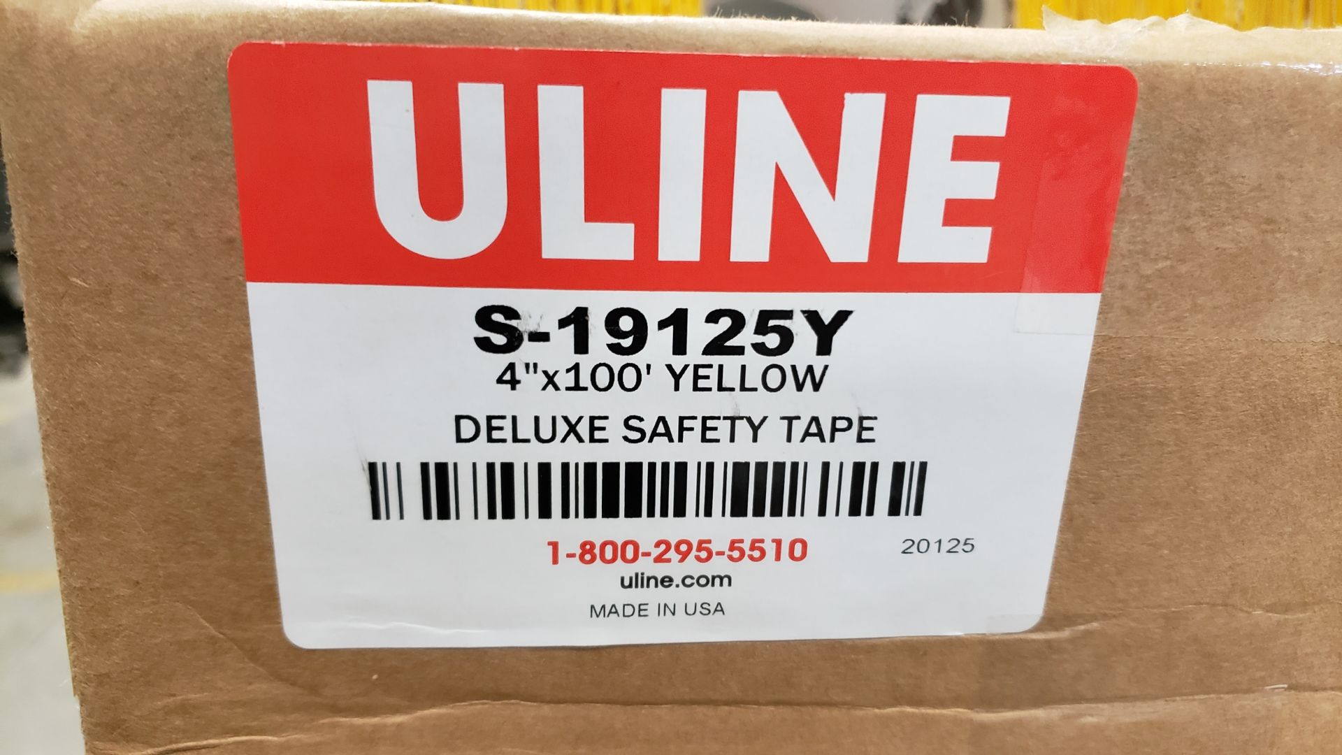 LOT - ULINE S-19125Y 4" X 100' YELLOW DELUXE SAFETY TAPE - Image 4 of 4