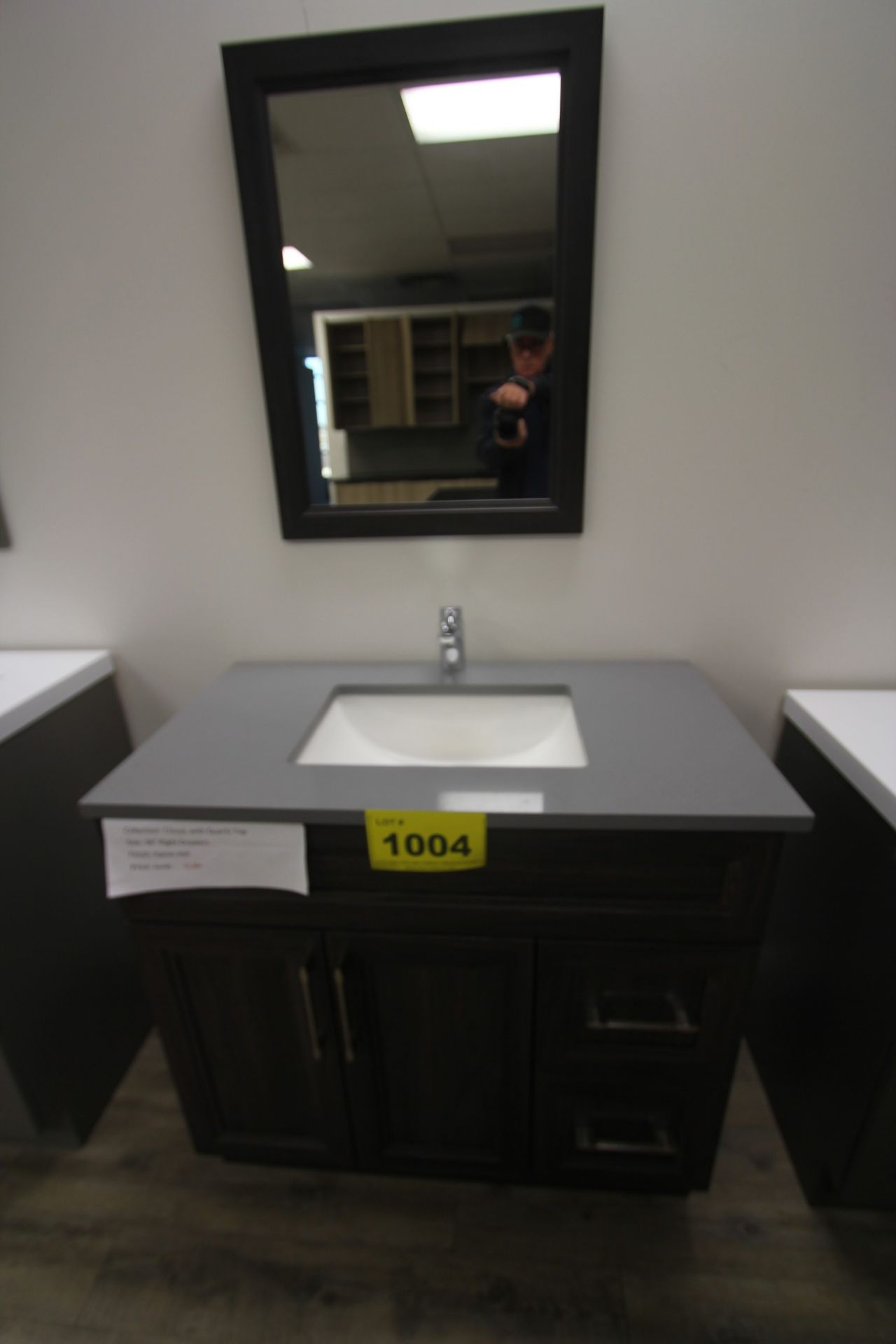 SHOWROOM DISPLAY FLOATING BATHROOM VANITY W/ SINK, CUPBOARDS, FAUCET, WALL MOUNTED MIRROR, CLASSIC