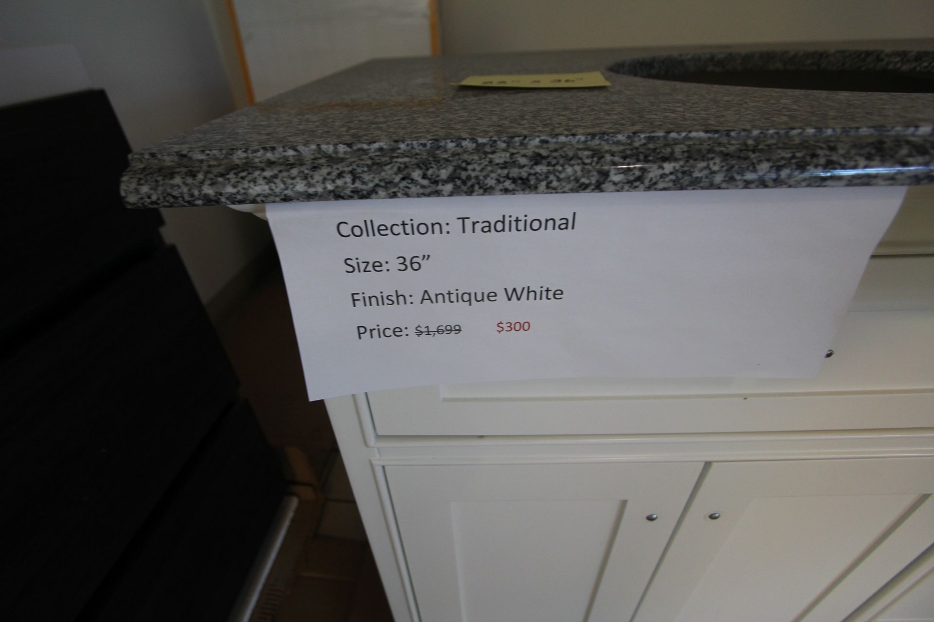 SHOWROOM DISPLAY BATHROOM VANITY W/ CUPBOARDS, 22" X 36", TRADITIONAL COLLECTION, ANTIQUE WHITE - Image 3 of 4