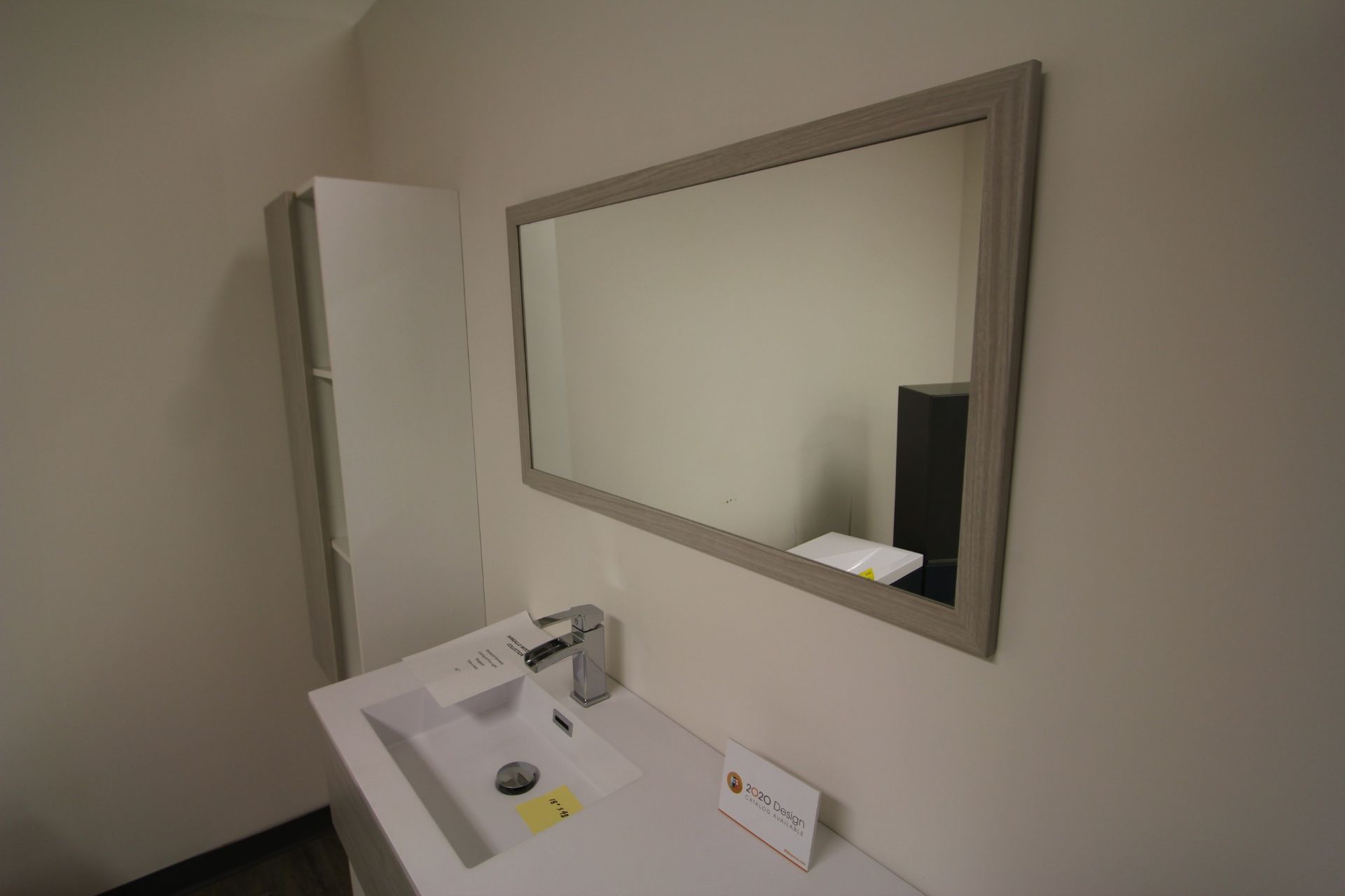 SHOWROOM DISPLAY FLOATING BATHROOM VANITY W/ SINK, FAUCET, CUPBOARDS, WALL MOUNTED MIRROR AND - Image 5 of 5