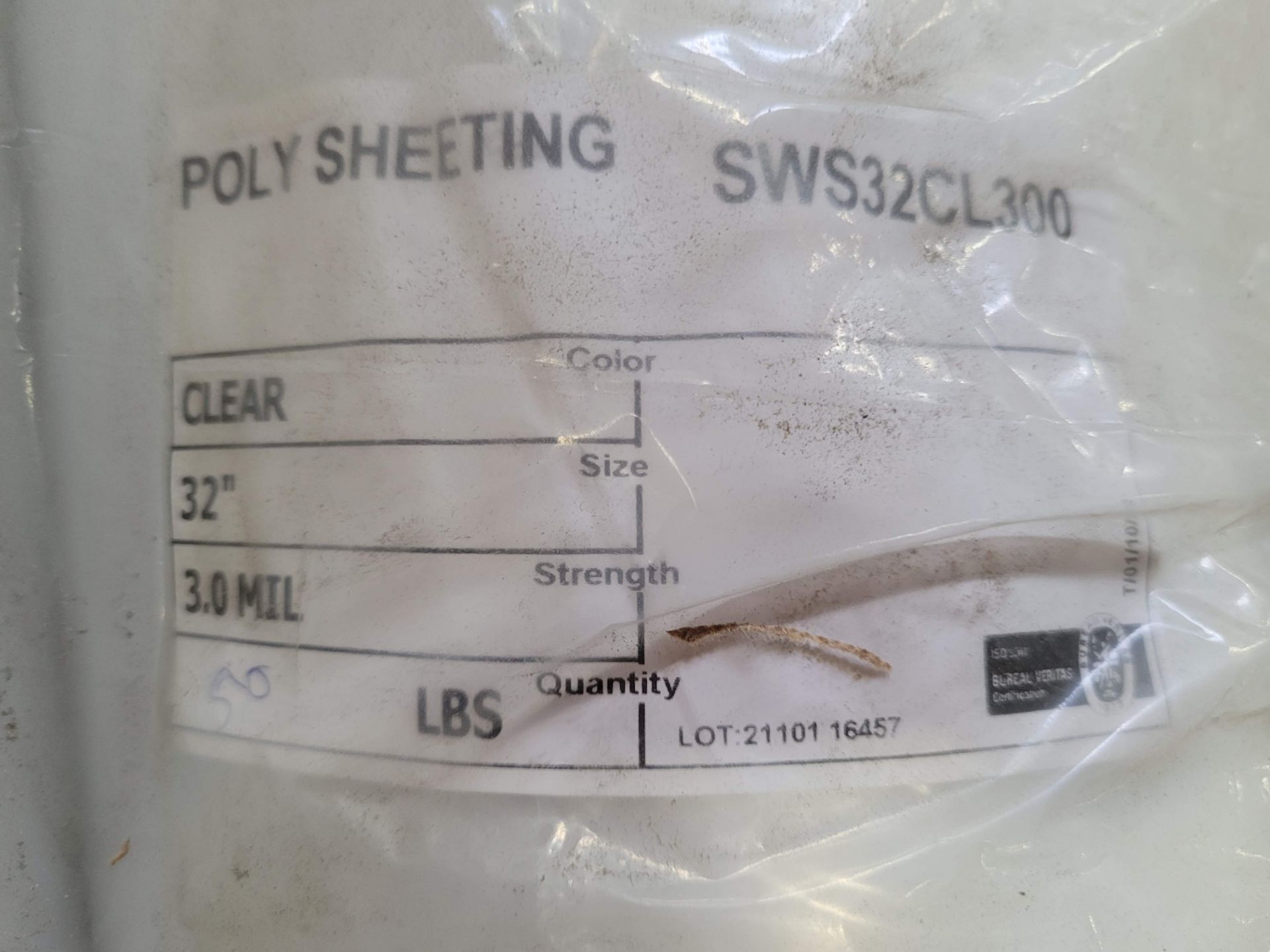 LOT - CLEAR 32" POLY SHEETING - Image 2 of 2