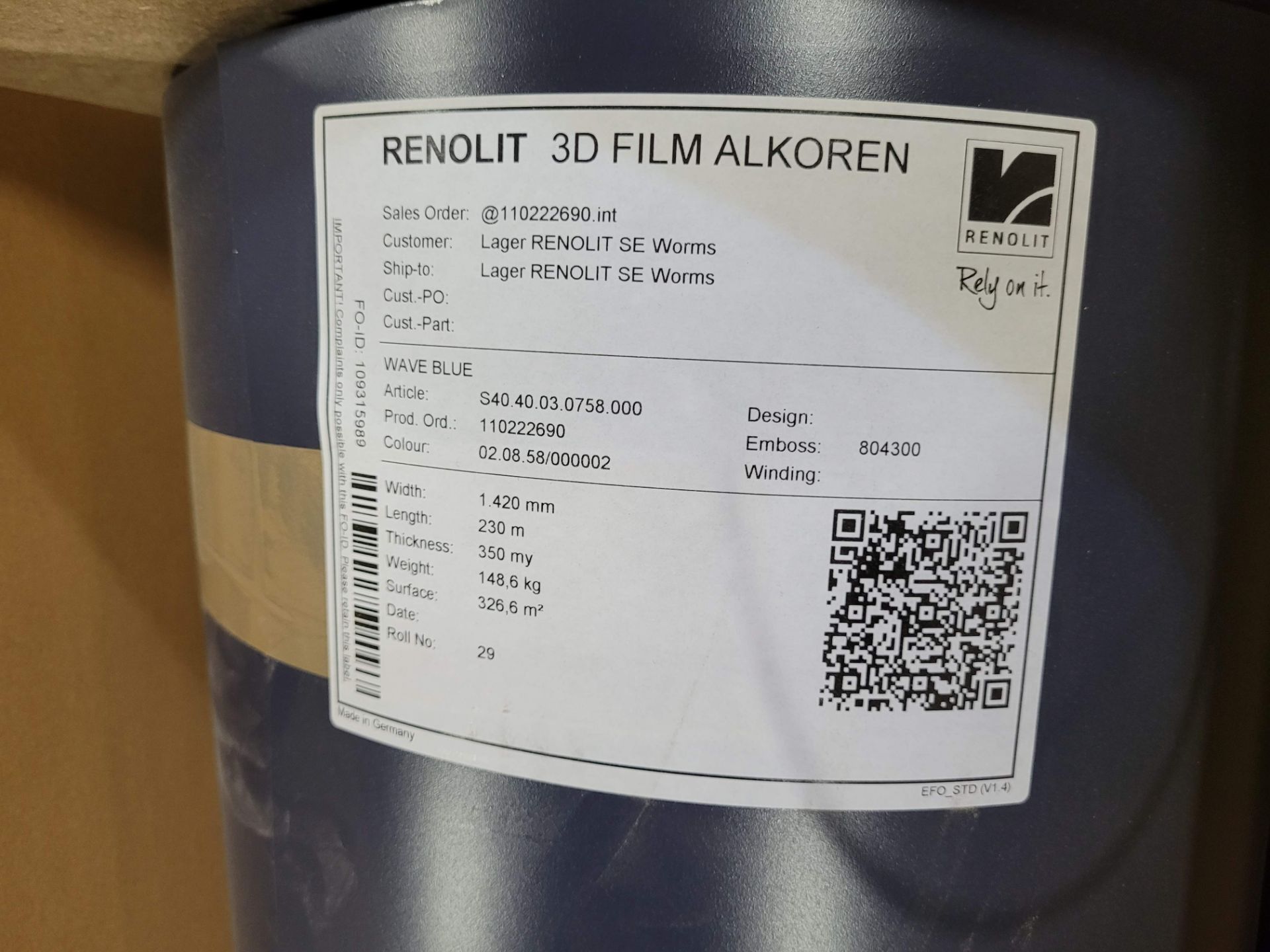 LOT - 3D FILM ALKOREN (4 ROLLS) - Image 2 of 3