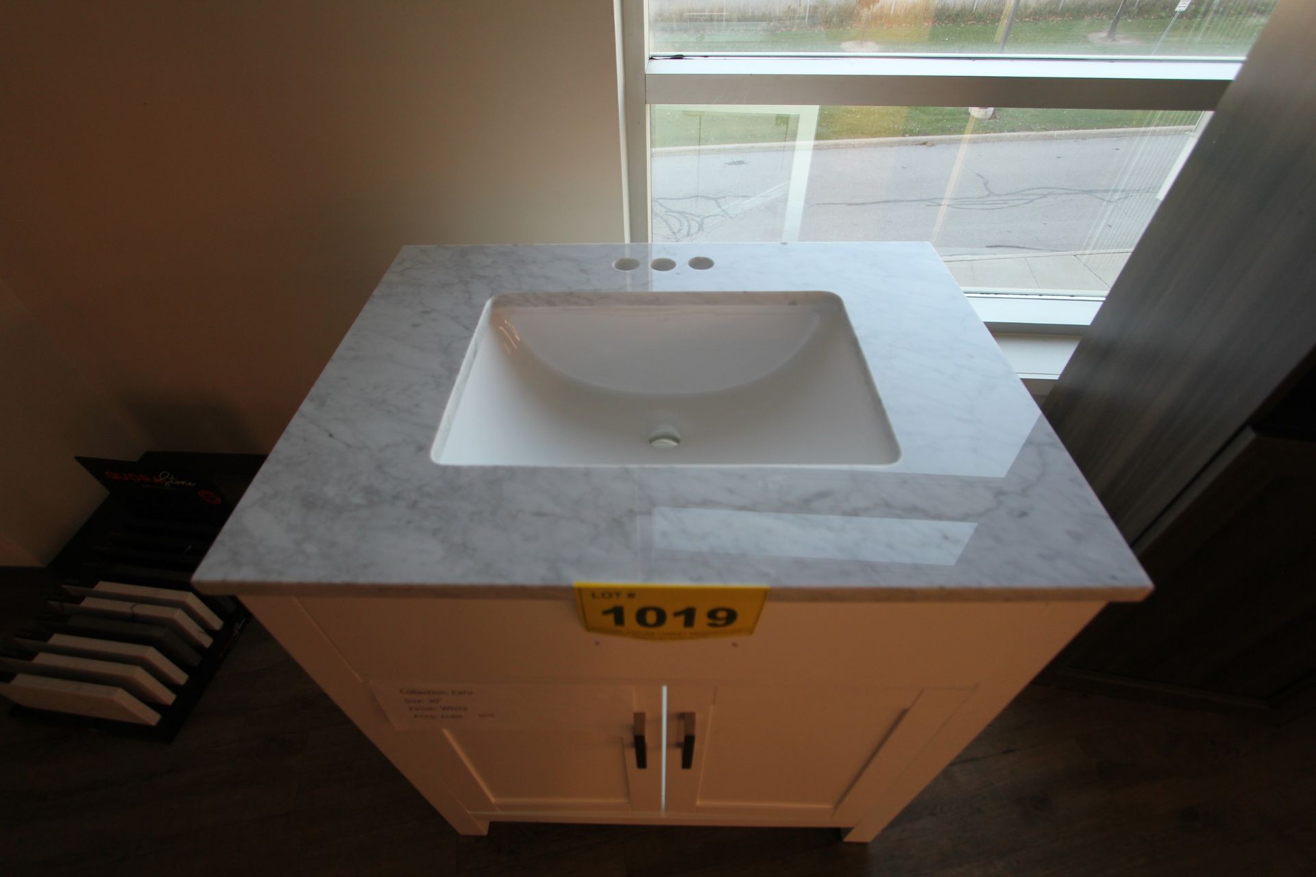 SHOWROOM DISPLAY BATHROOM VANITY W/ SINK, CUPBOARDS, CARU COLLECTION, 30", WHITE FINISH, $649 RETAIL - Image 3 of 3