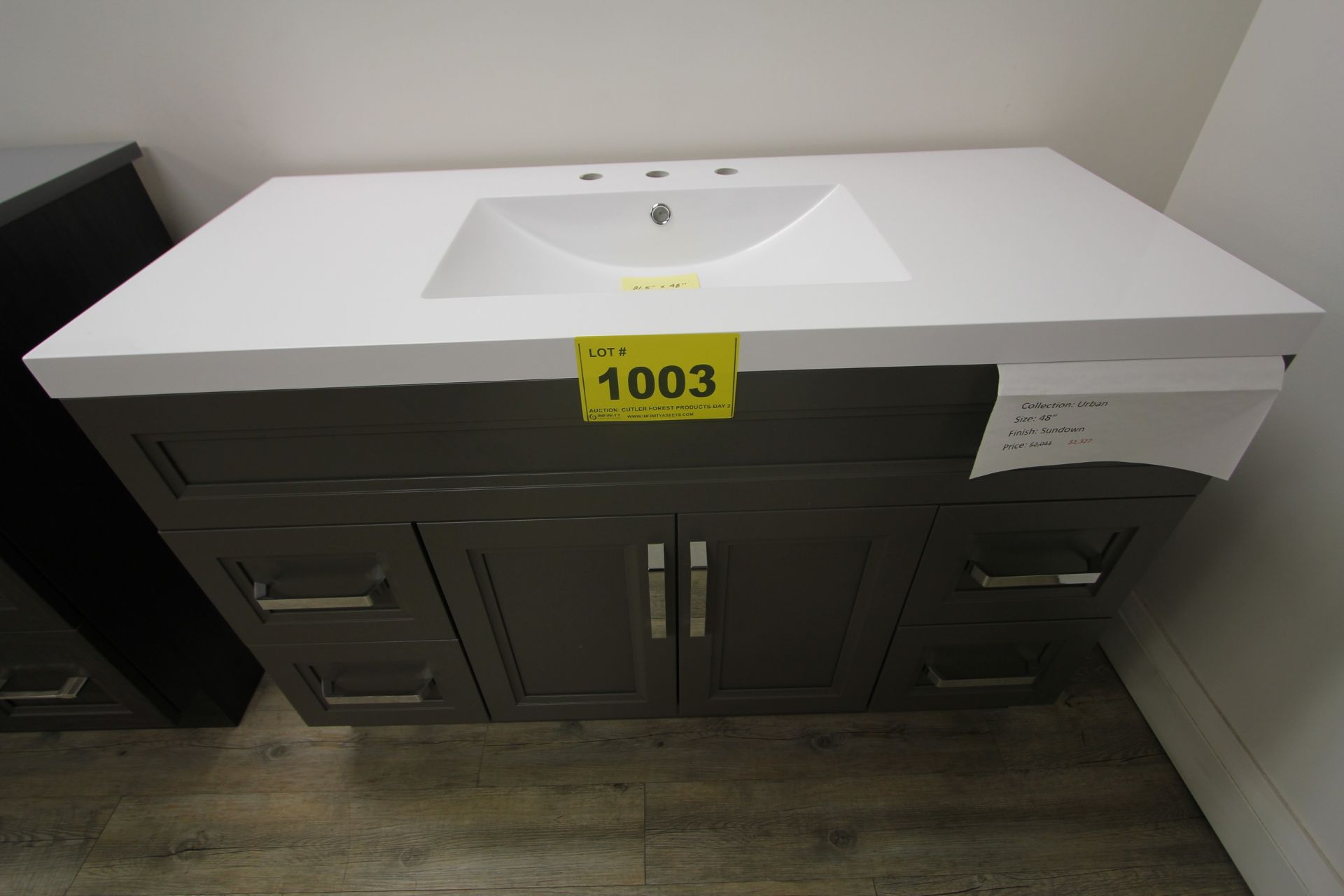 SHOWROOM DISPLAY FLOATING BATHROOM VANITY W/ SINK & CUPBOARDS, URBAN COLLECTION, 21.5" X 48",