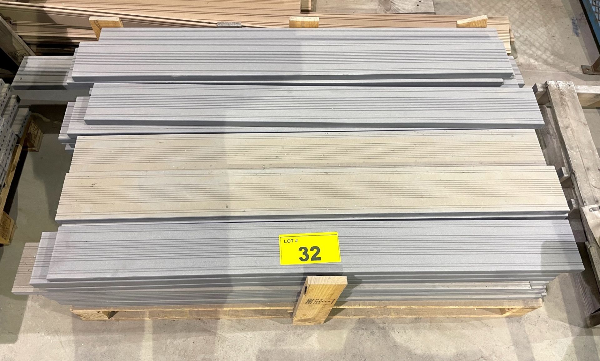 LOT - APPROX (66) PVC PLANKS 1" THICK - GREY 80"L (RIGGING FEE $50)