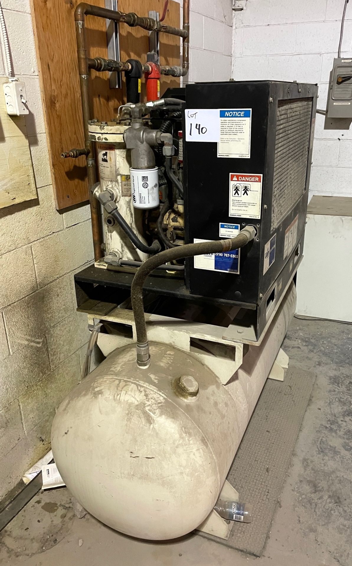 INGERSOLL RAND SSR-EP15 COMPRESSOR, 15HP, S/N: LX2534U00115 W/ AIR DRYER (RIGGING FEE $250)