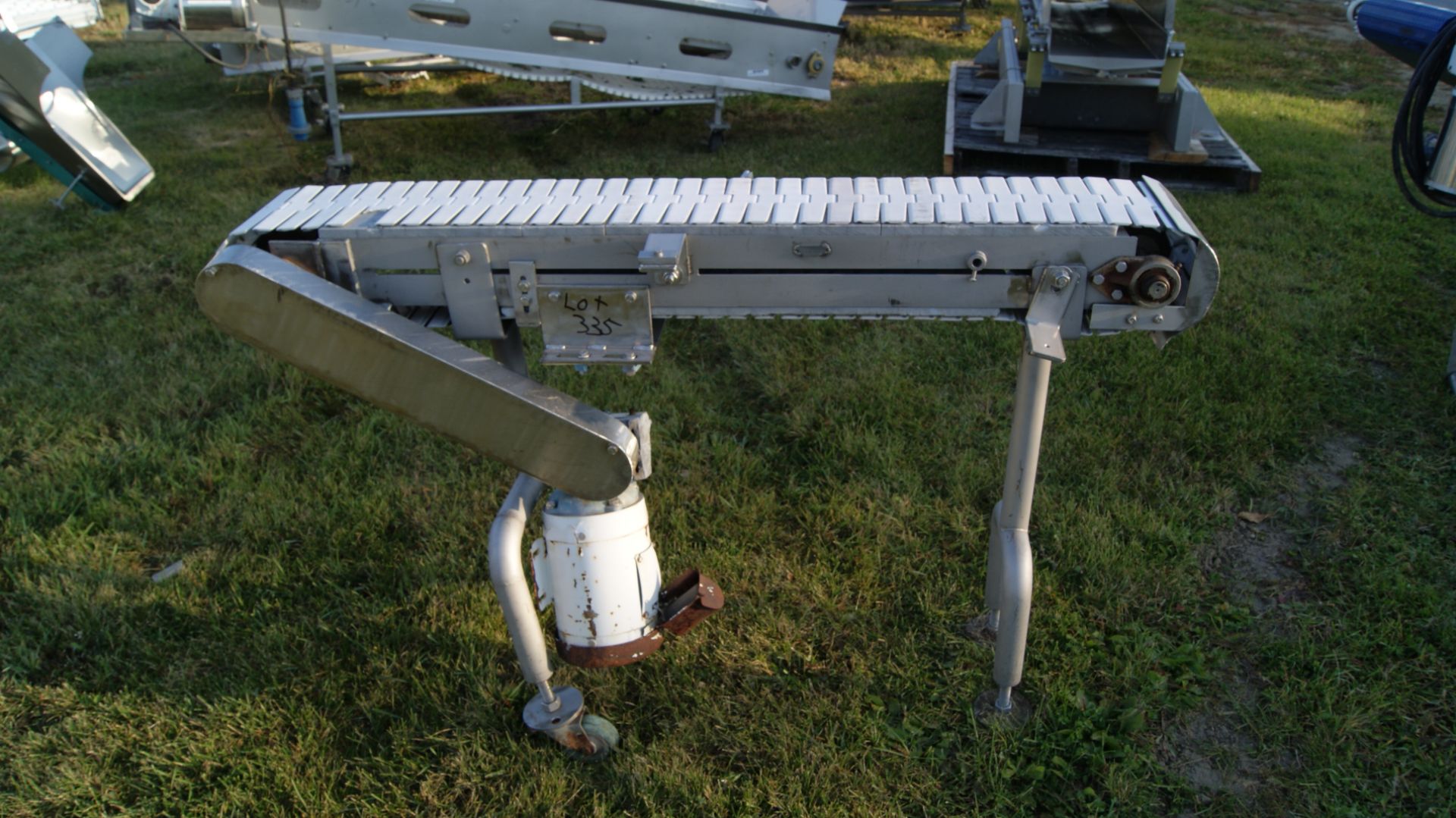 All S/S Table Top Chain Conveyor: 8"W X 57"L X 36"H.