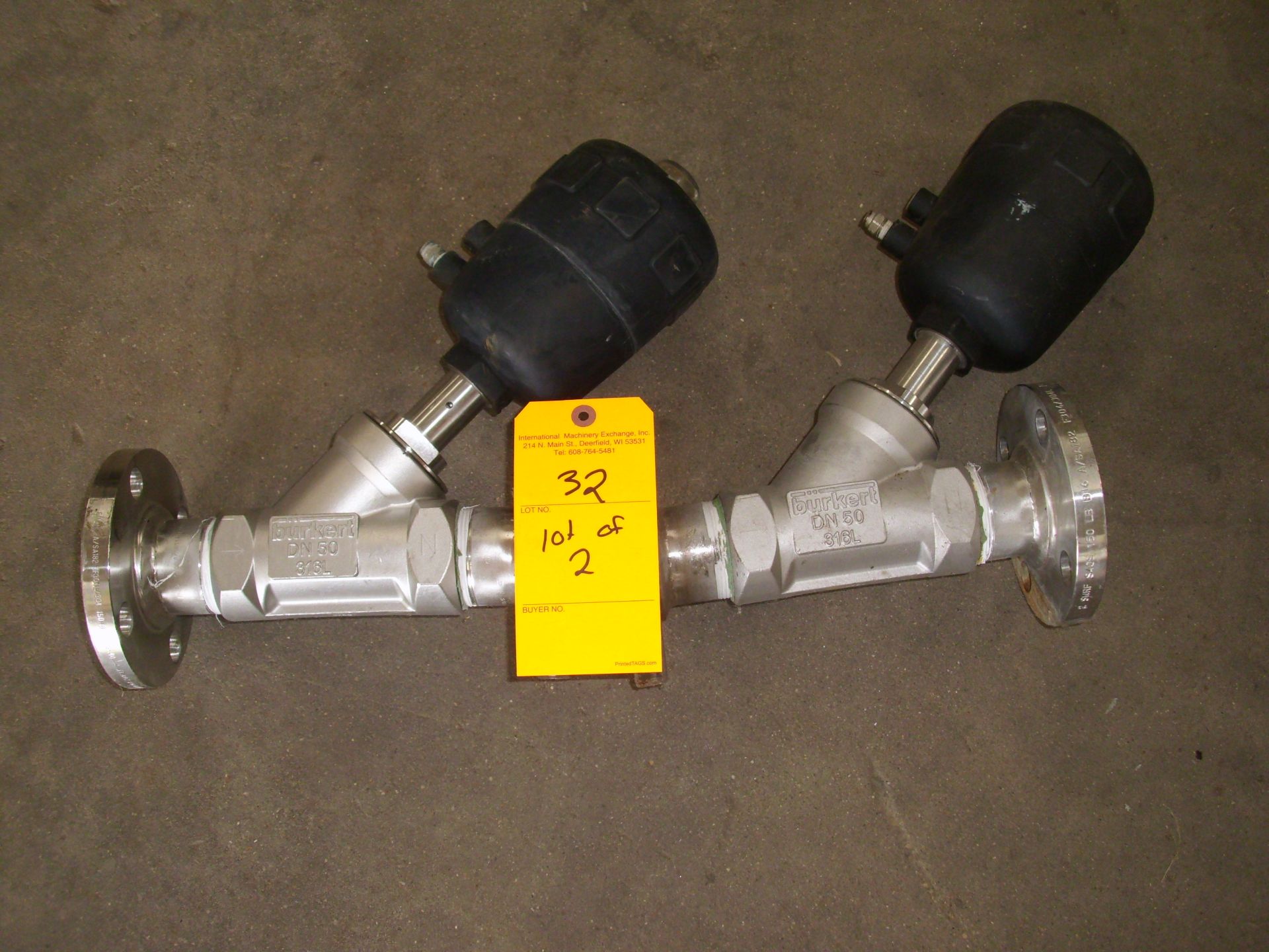 Burkert Type 316 S/S in-Line 2" Flanged Valves with Air Actuators.