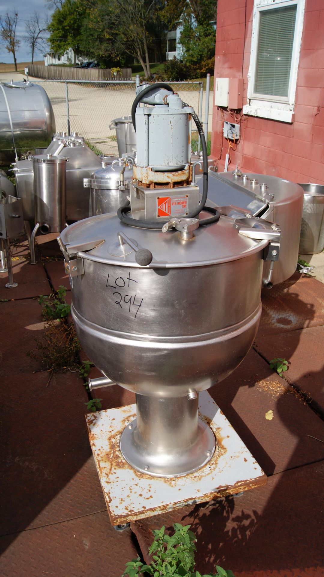 40 Gallon Groen Process Kettle; Trunion Mount on Mild Steel Plate: Single Piece Lift Over with 1/2HP