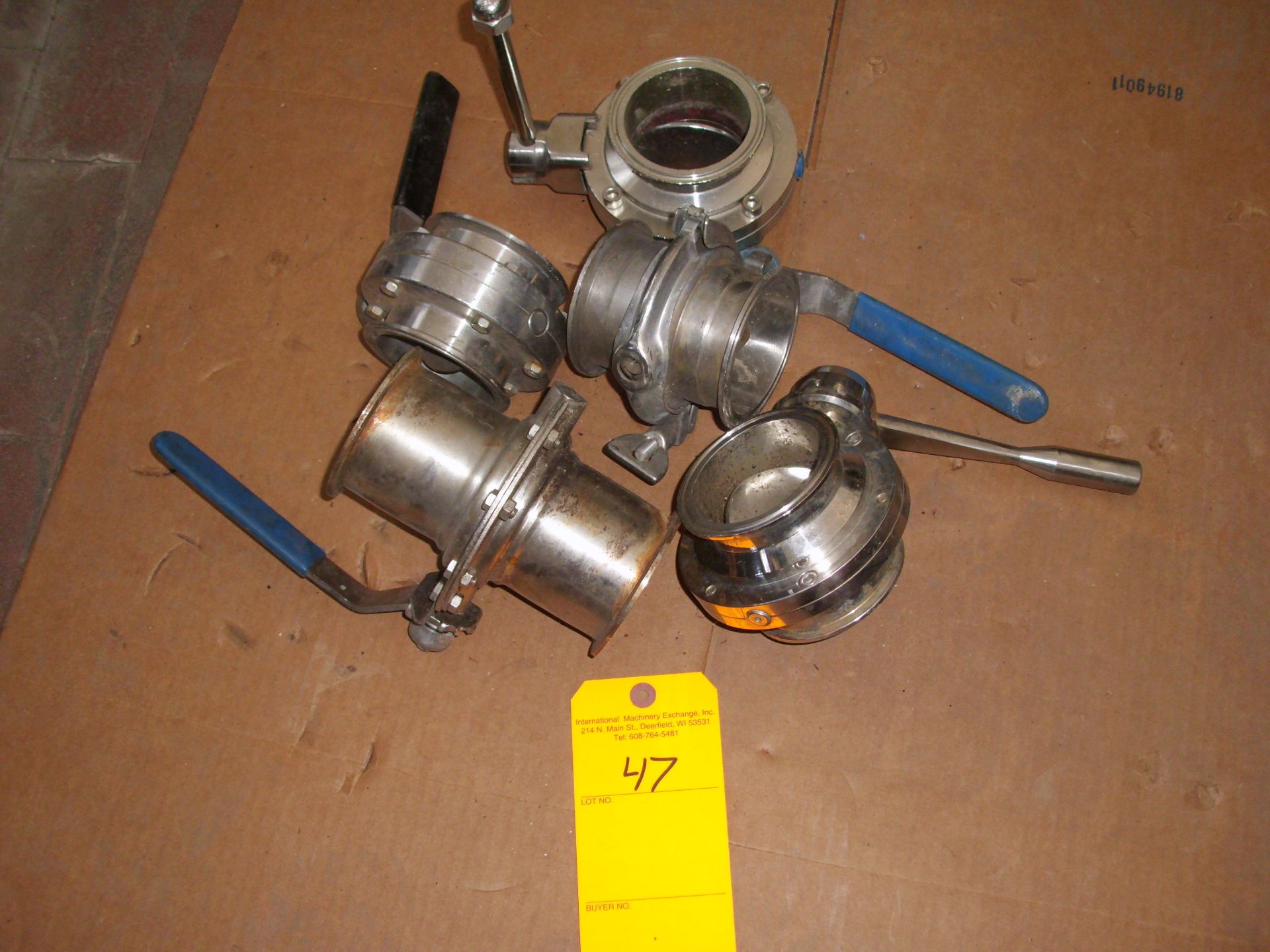 Lot of 5 Assorted S/S 3" Butterfly Valves.